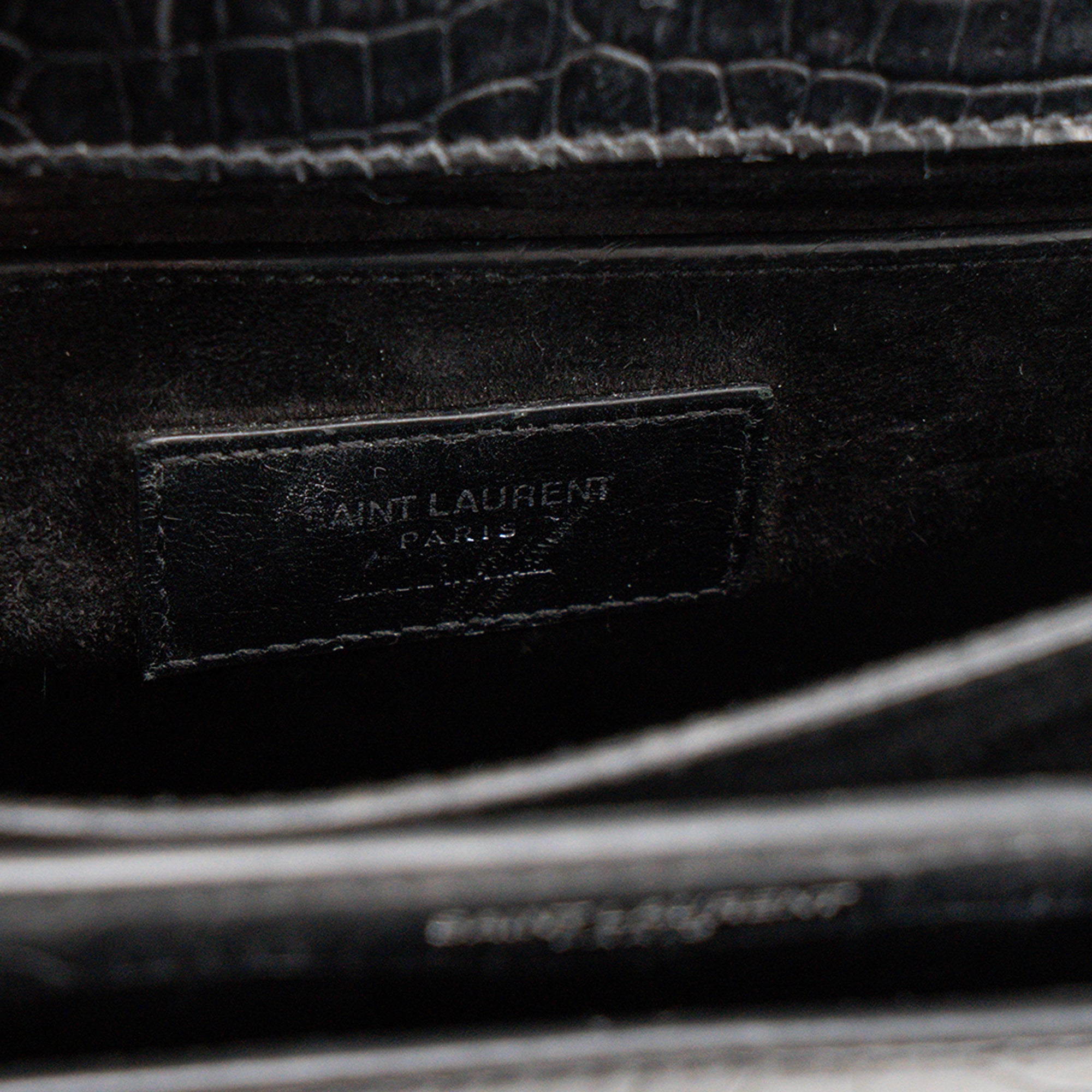 SAINT LAURENT - Sac à bandoulière Sunset Saint Laurent en cuir embossé croco noir
