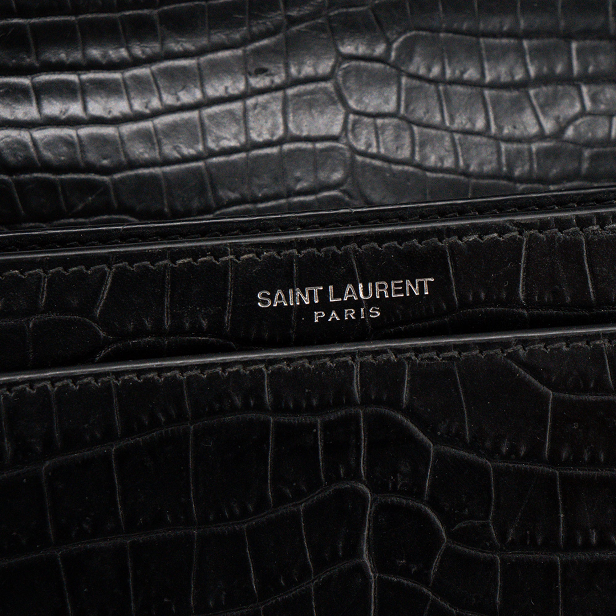 SAINT LAURENT - Sac à bandoulière Sunset Saint Laurent en cuir embossé croco noir