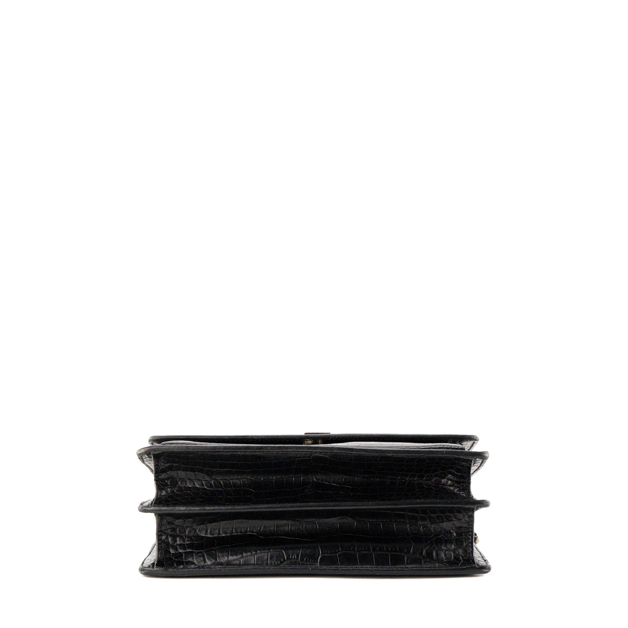 SAINT LAURENT - Sac à bandoulière Sunset Saint Laurent en cuir embossé croco noir
