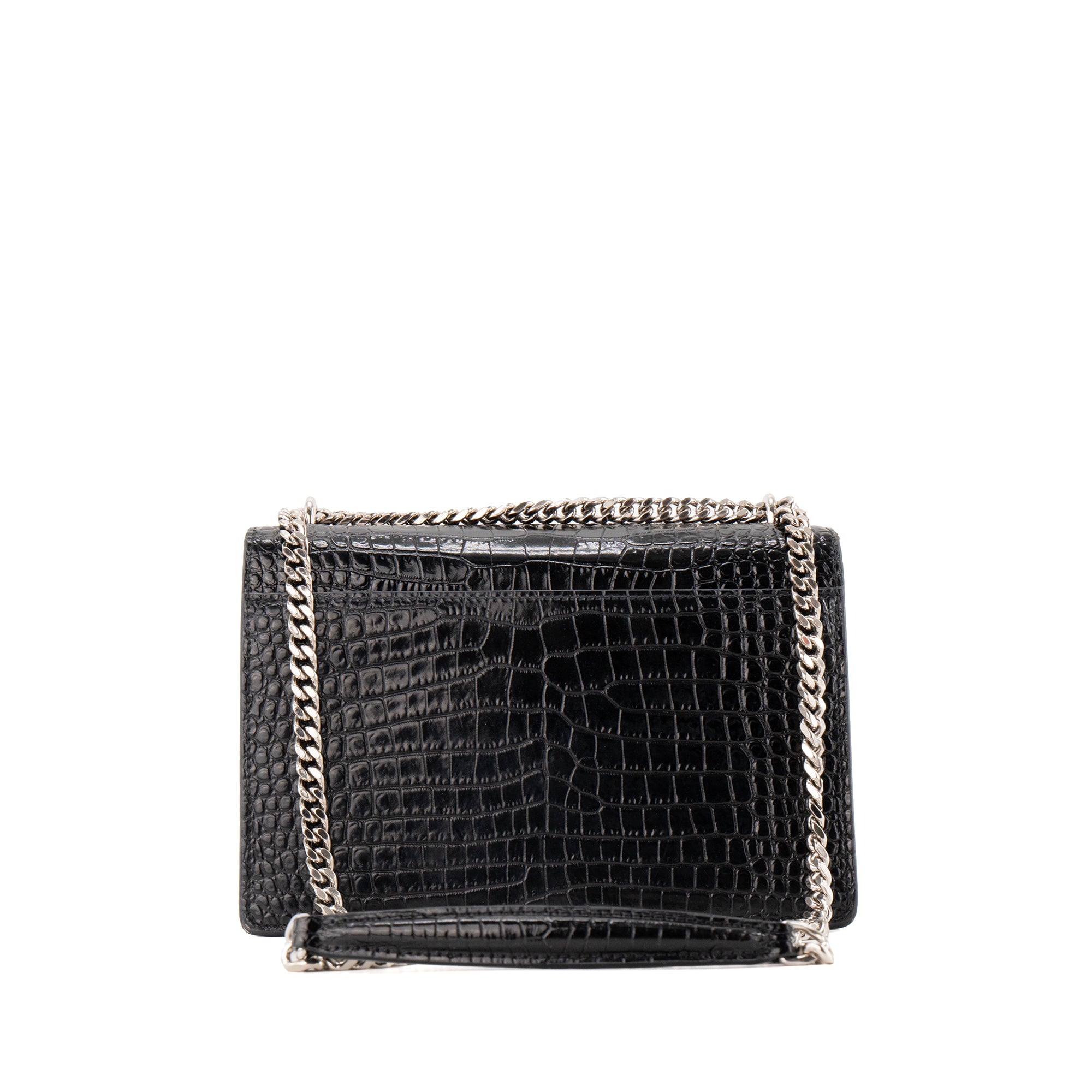 SAINT LAURENT - Sac à bandoulière Sunset Saint Laurent en cuir embossé croco noir