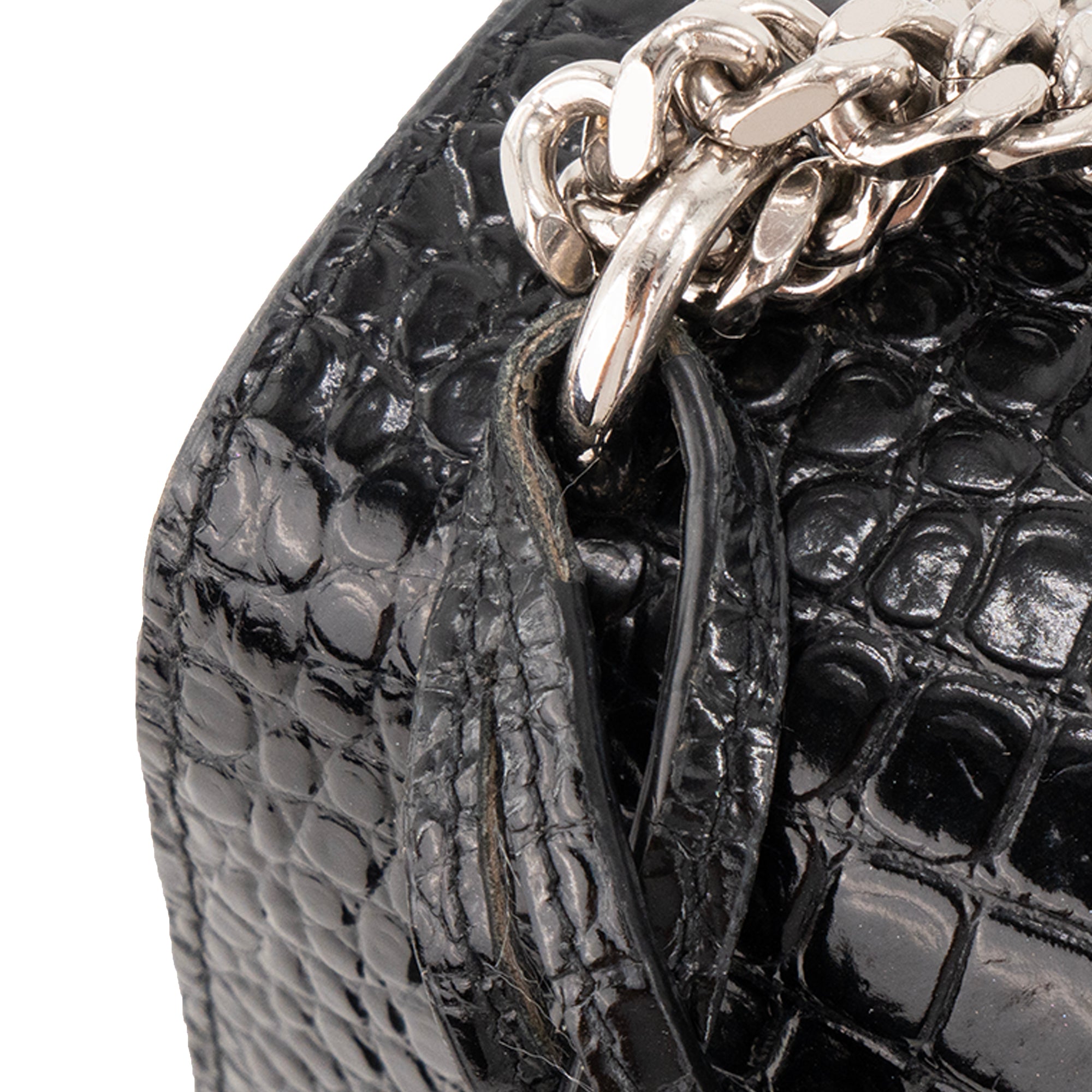 SAINT LAURENT - Sac à bandoulière Sunset Saint Laurent en cuir embossé croco noir