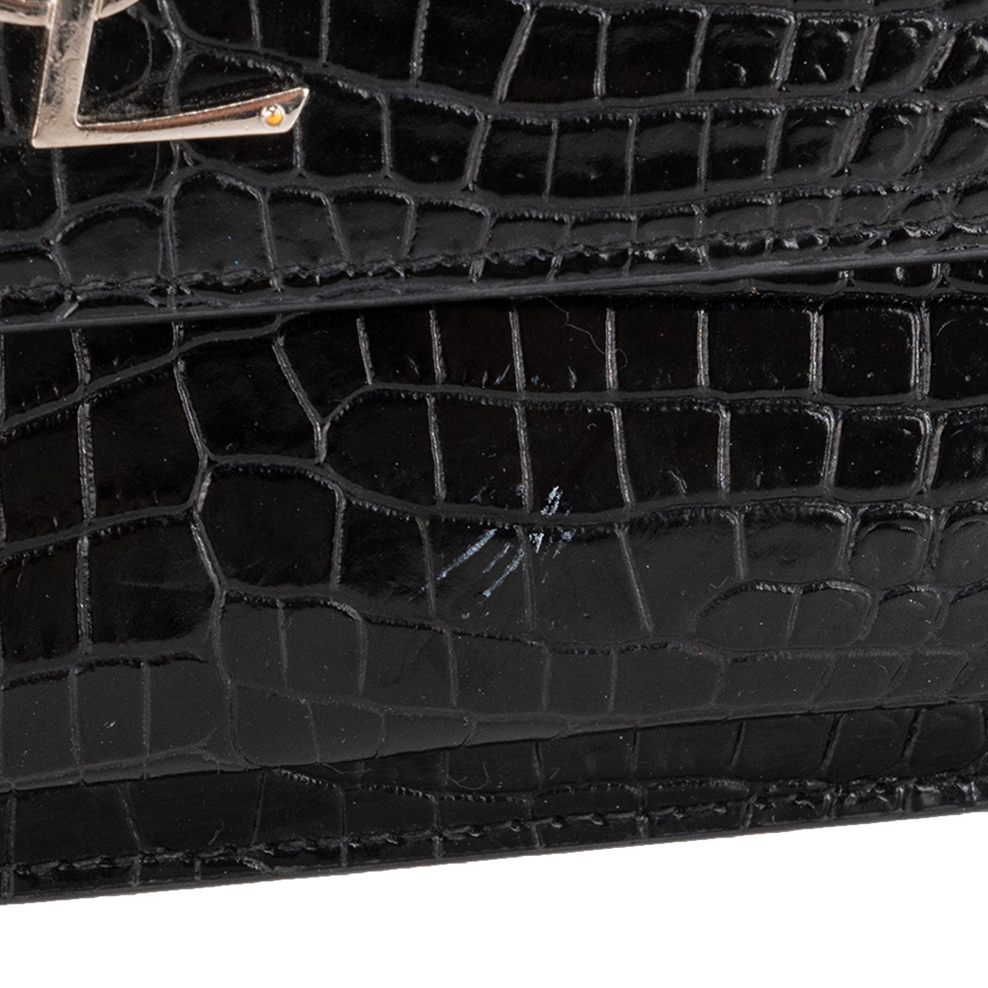 SAINT LAURENT - Sac à bandoulière Sunset Saint Laurent en cuir embossé croco noir