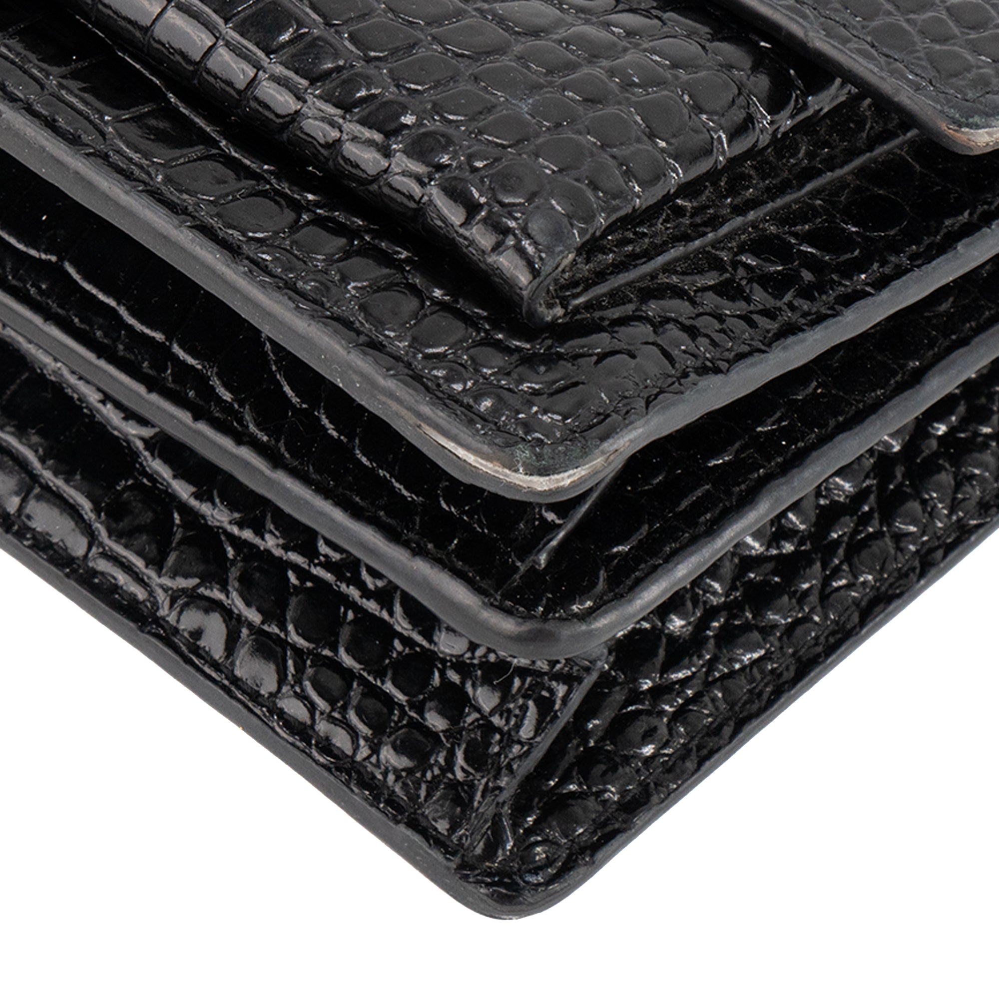 SAINT LAURENT - Sac à bandoulière Sunset Saint Laurent en cuir embossé croco noir