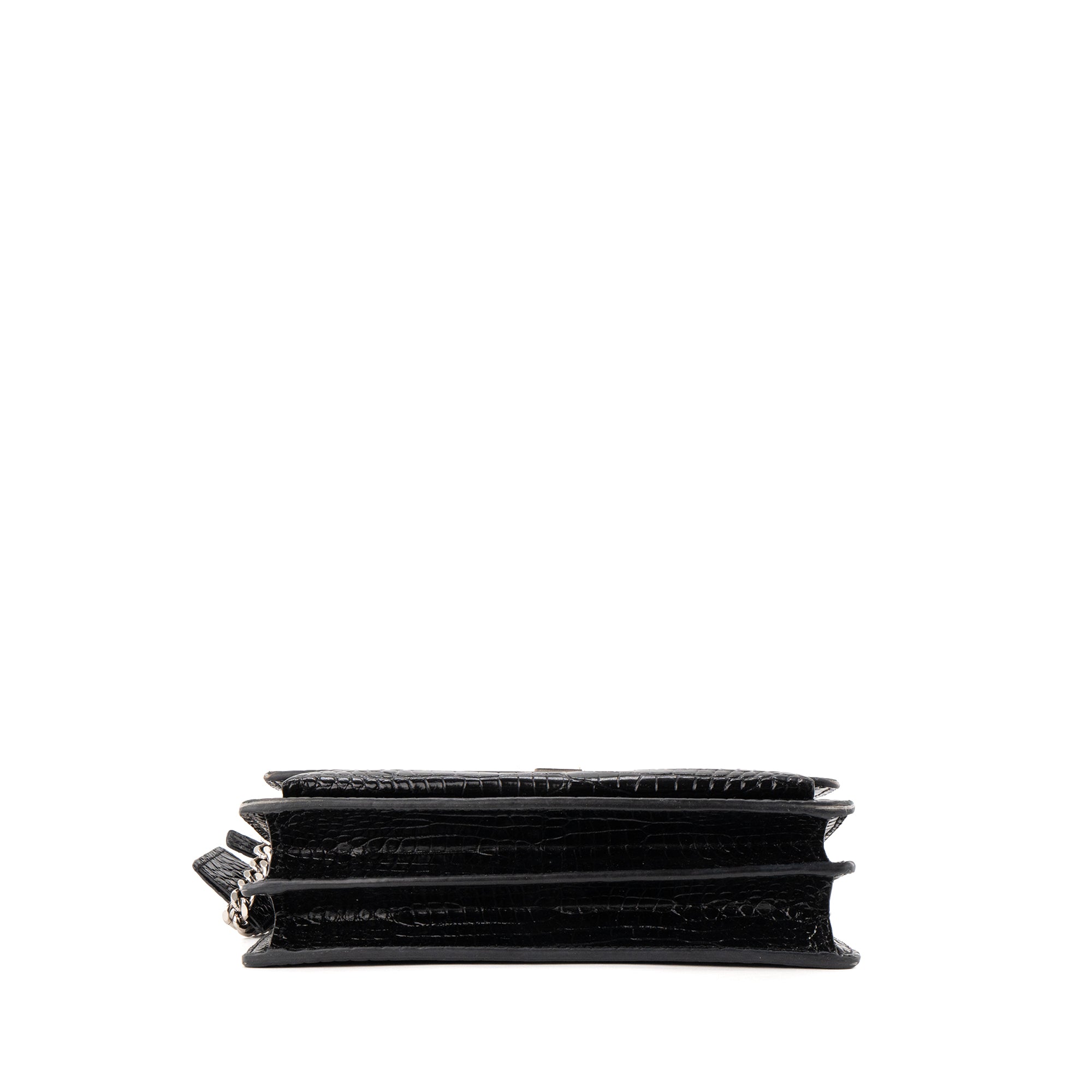 SAINT LAURENT - Sac à bandoulière Sunset Saint Laurent en cuir embossé croco noir
