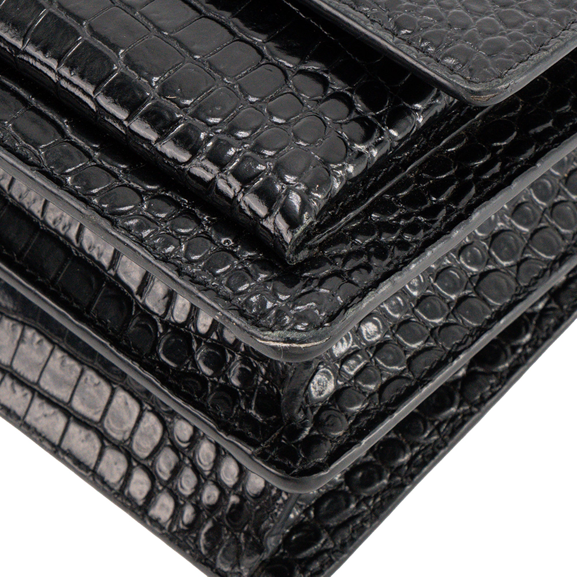 SAINT LAURENT - Sac à bandoulière Sunset Saint Laurent en cuir embossé crocodile noir