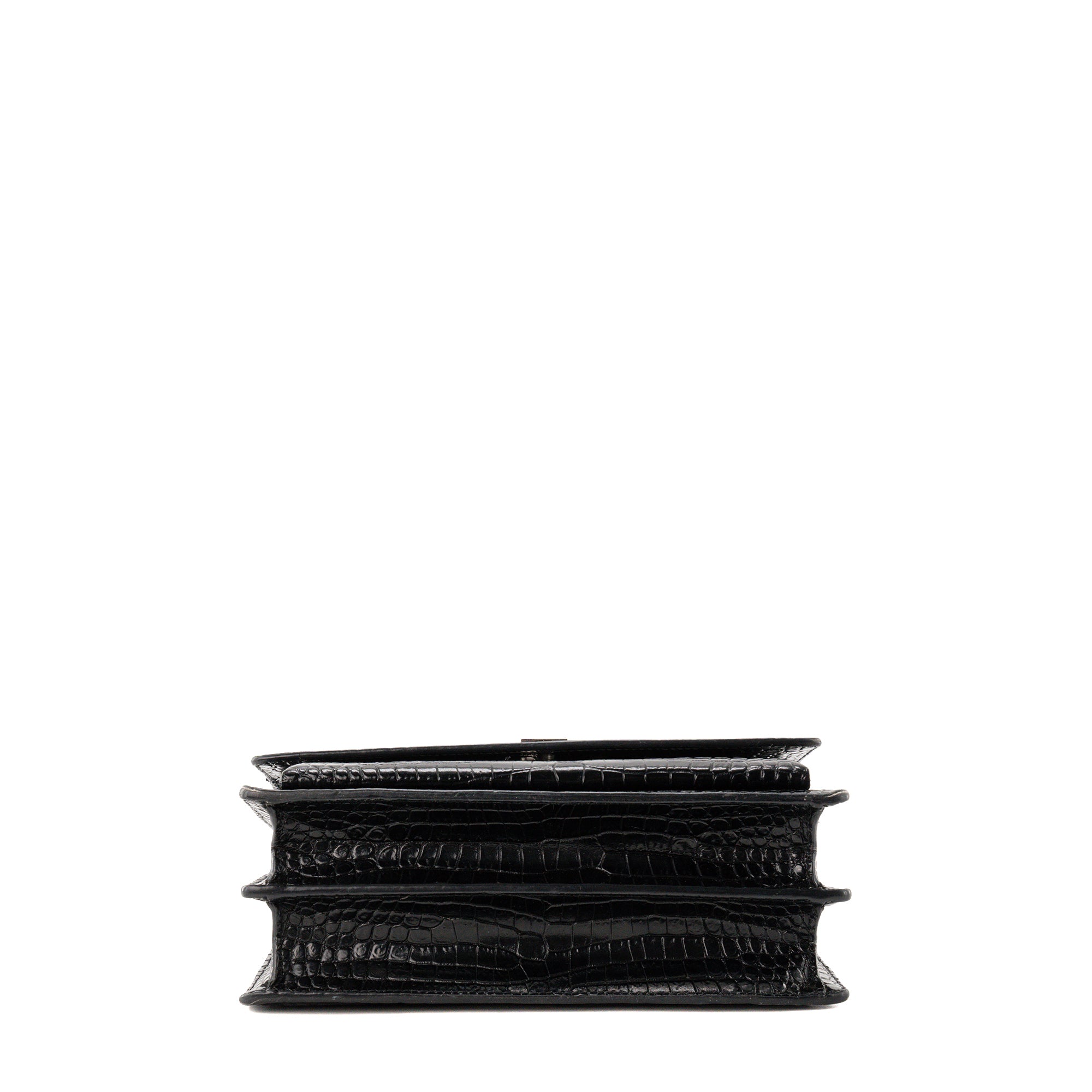 SAINT LAURENT - Sac à bandoulière Sunset Saint Laurent en cuir embossé crocodile noir