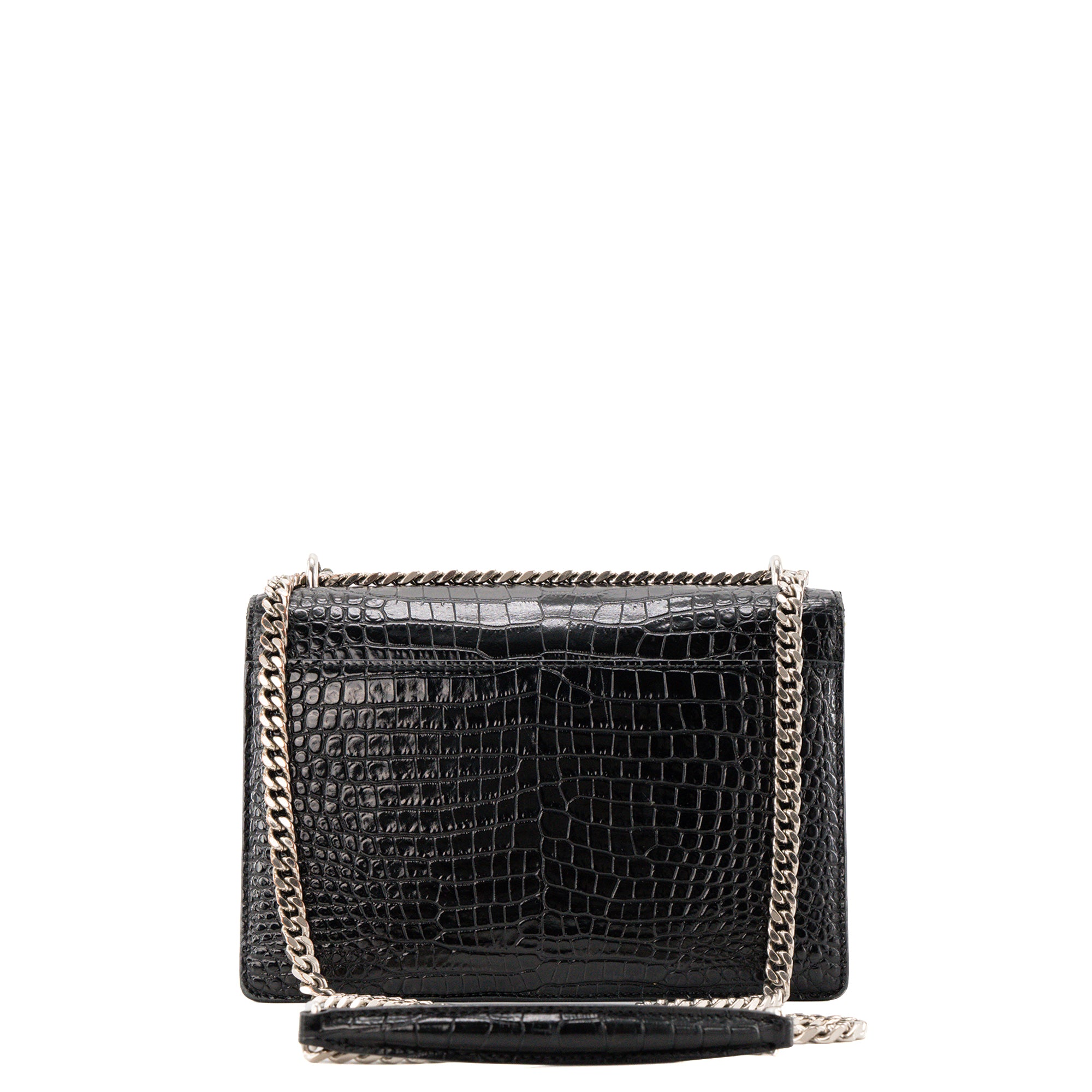 SAINT LAURENT - Sac à bandoulière Sunset Saint Laurent en cuir embossé crocodile noir
