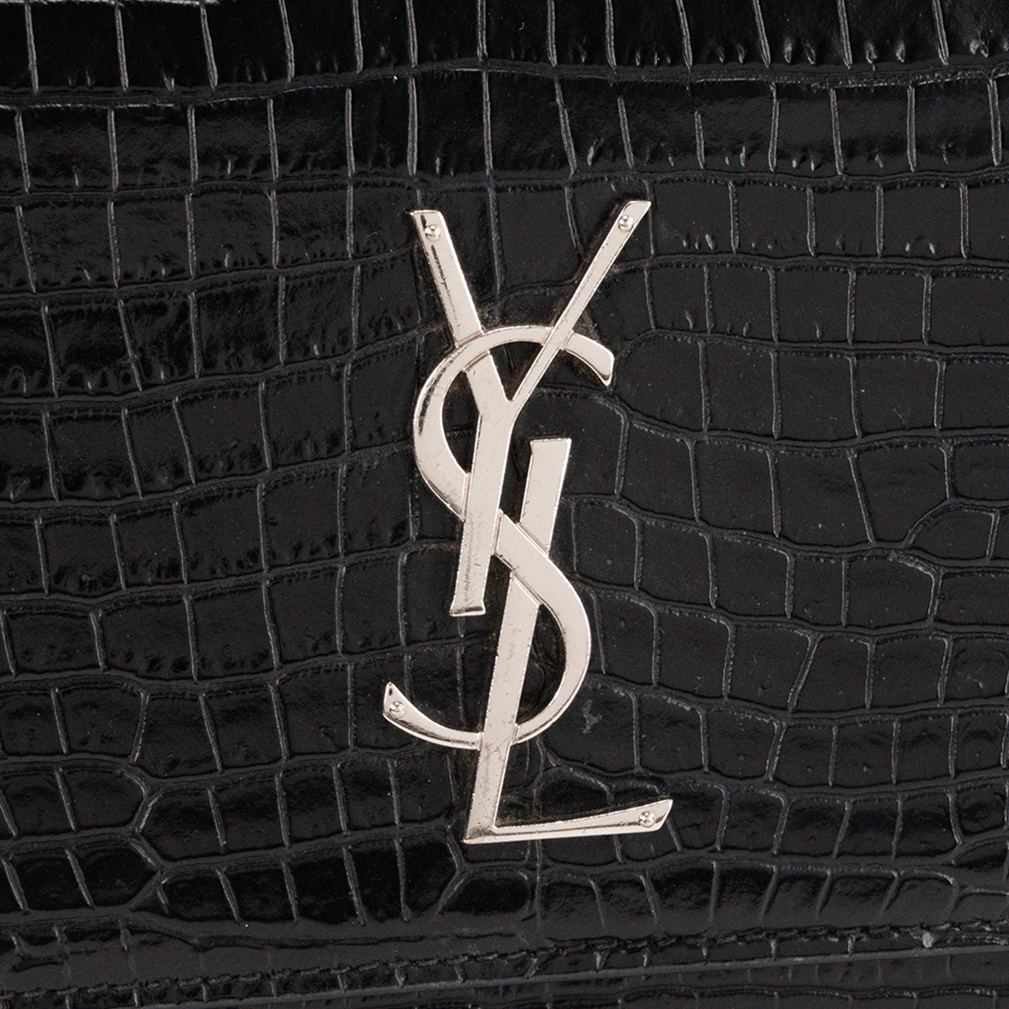 SAINT LAURENT - Sac à bandoulière Sunset Saint Laurent en cuir embossé crocodile noir