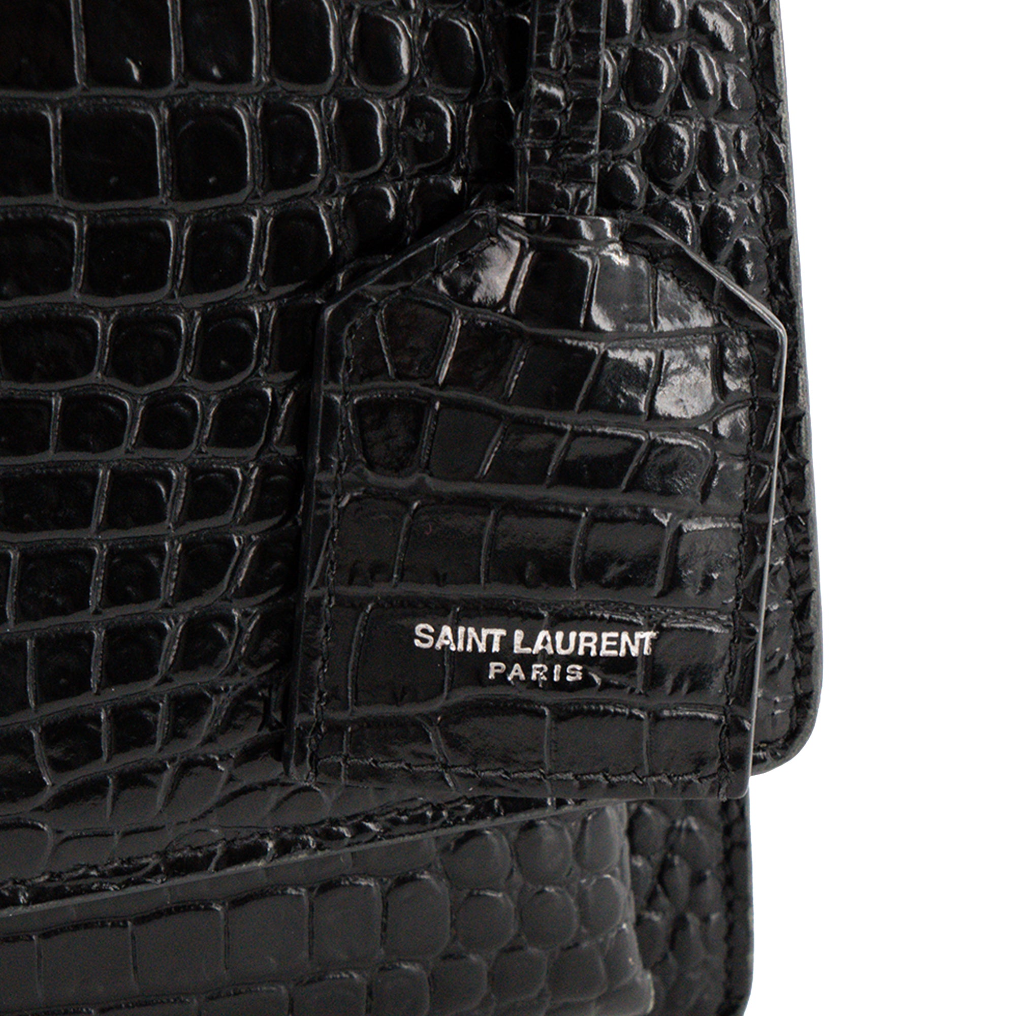 SAINT LAURENT - Sac à bandoulière Sunset Saint Laurent en cuir embossé crocodile noir