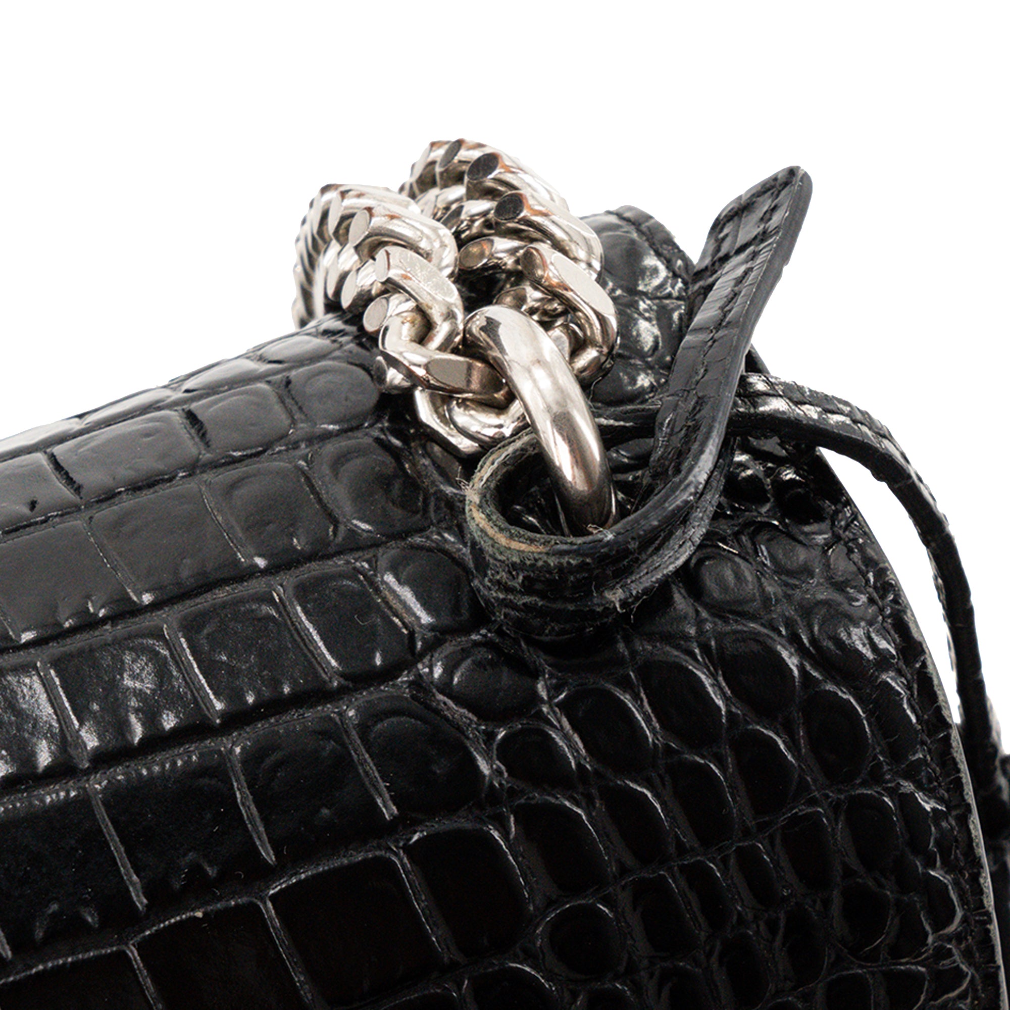 SAINT LAURENT - Sac à bandoulière Sunset Saint Laurent en cuir embossé crocodile noir