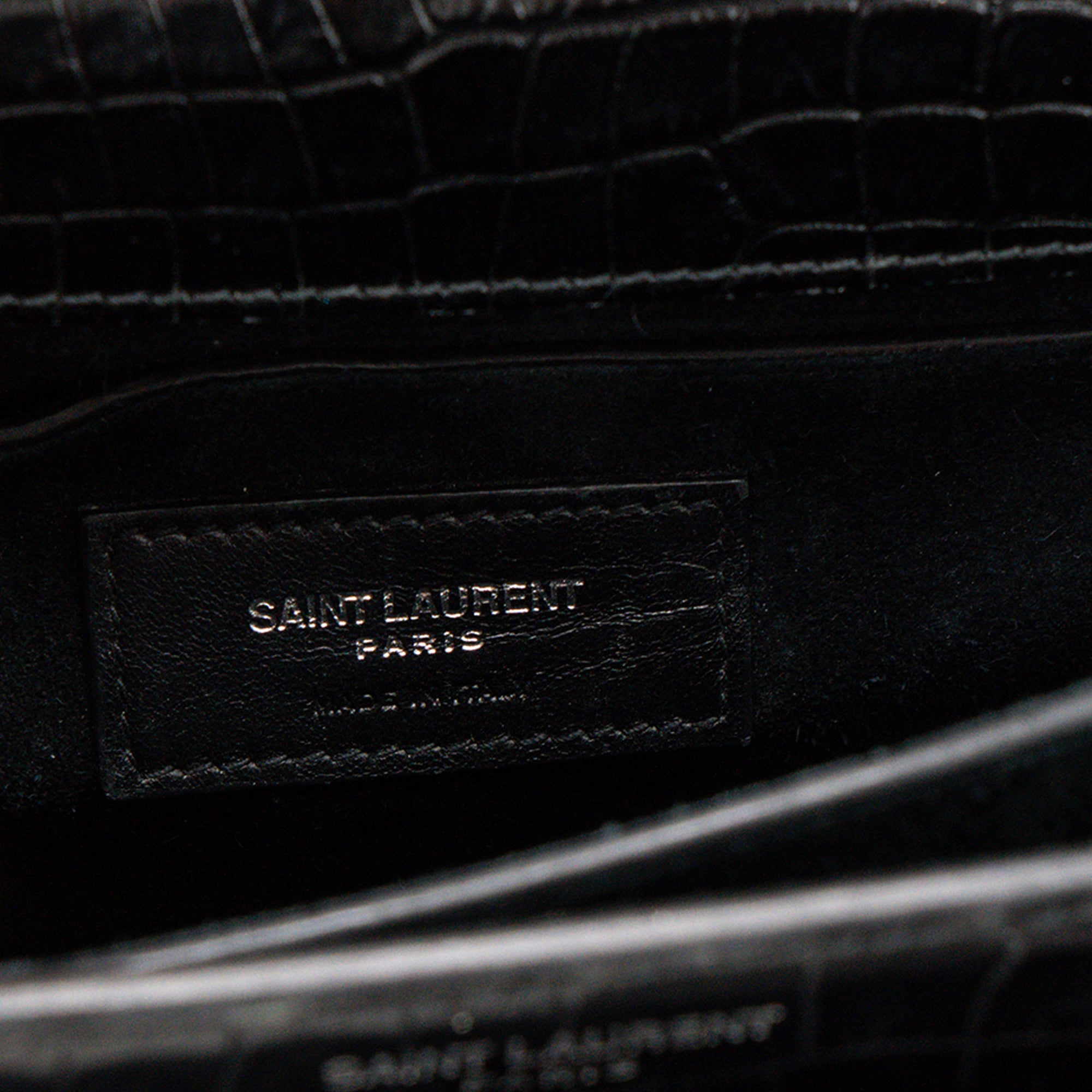 SAINT LAURENT - Sac à bandoulière Sunset Saint Laurent en cuir embossé crocodile noir