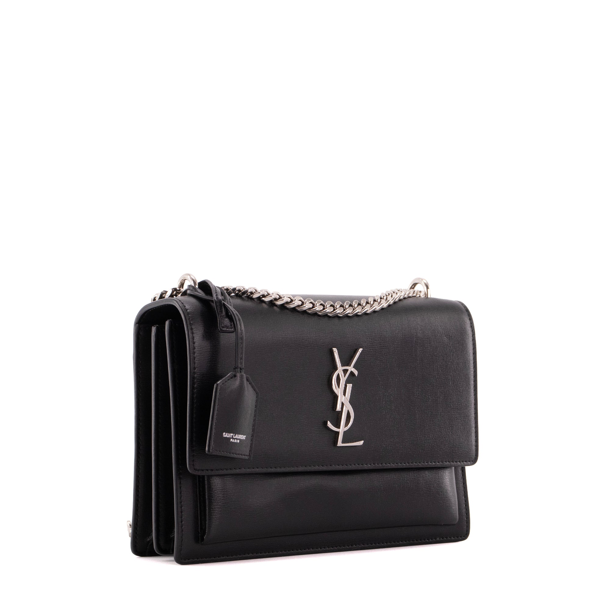 SAINT LAURENT - Sac à bandoulière Sunset Saint Laurent en cuir lisse noir
