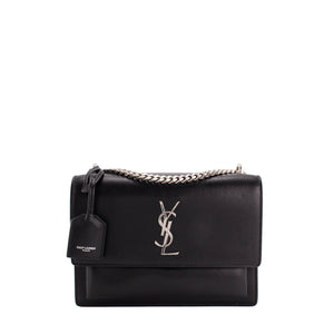 SAINT LAURENT - Sac à bandoulière Sunset Saint Laurent en cuir lisse noir