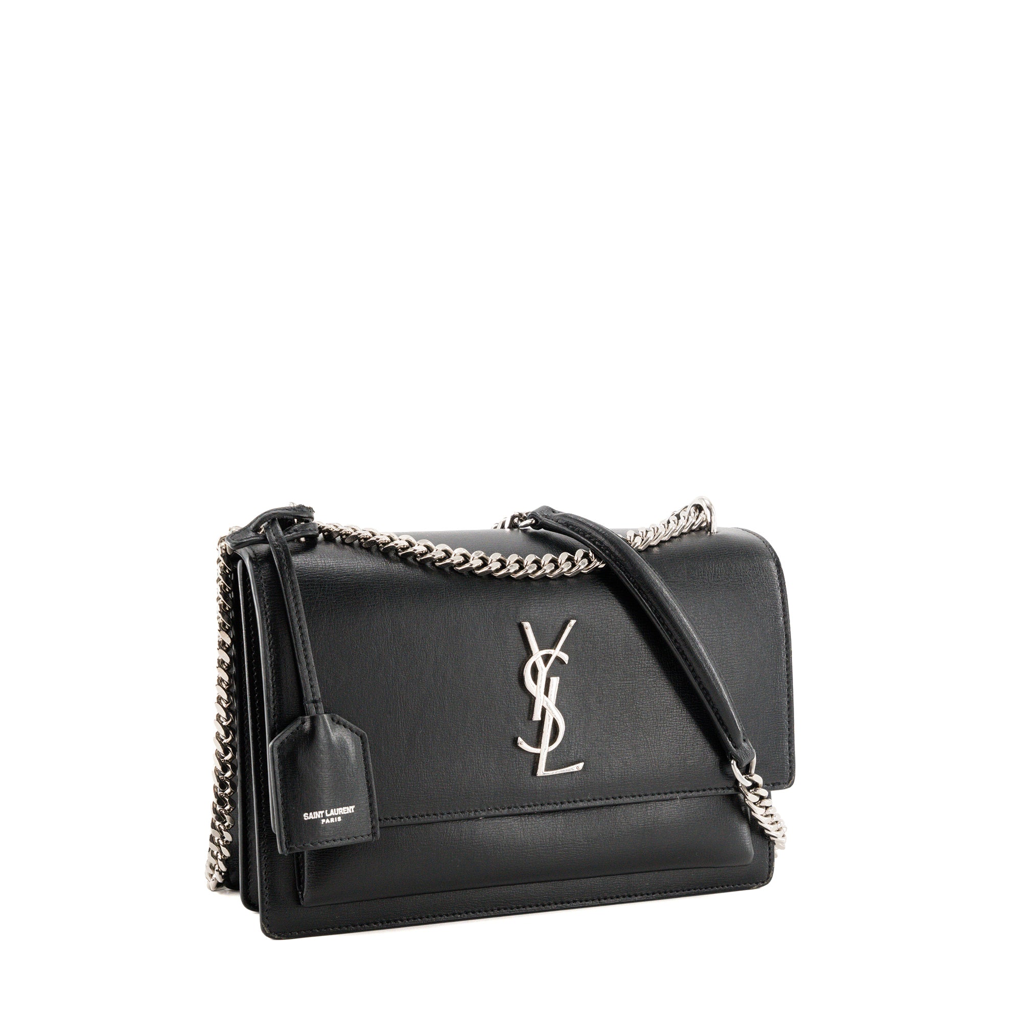SAINT LAURENT - Sac à bandoulière Sunset Saint Laurent en cuir lisse noir