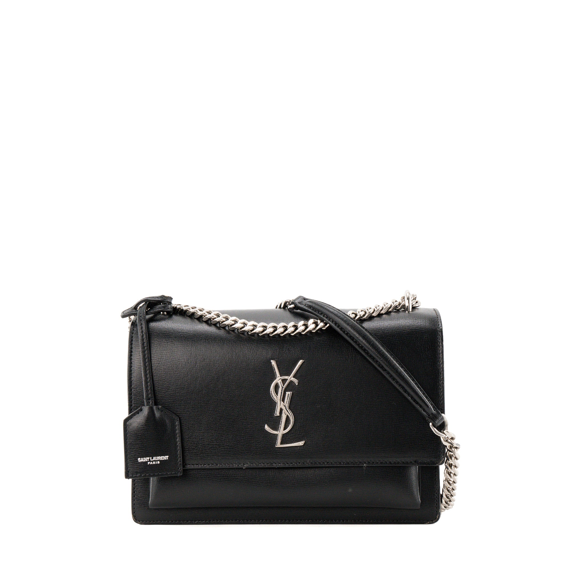 SAINT LAURENT - Sac à bandoulière Sunset Saint Laurent en cuir lisse noir