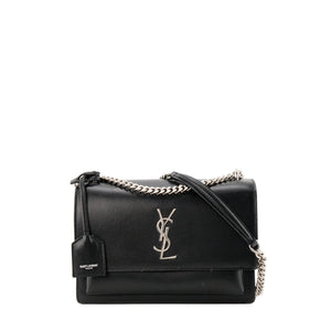SAINT LAURENT - Sac à bandoulière Sunset Saint Laurent en cuir lisse noir