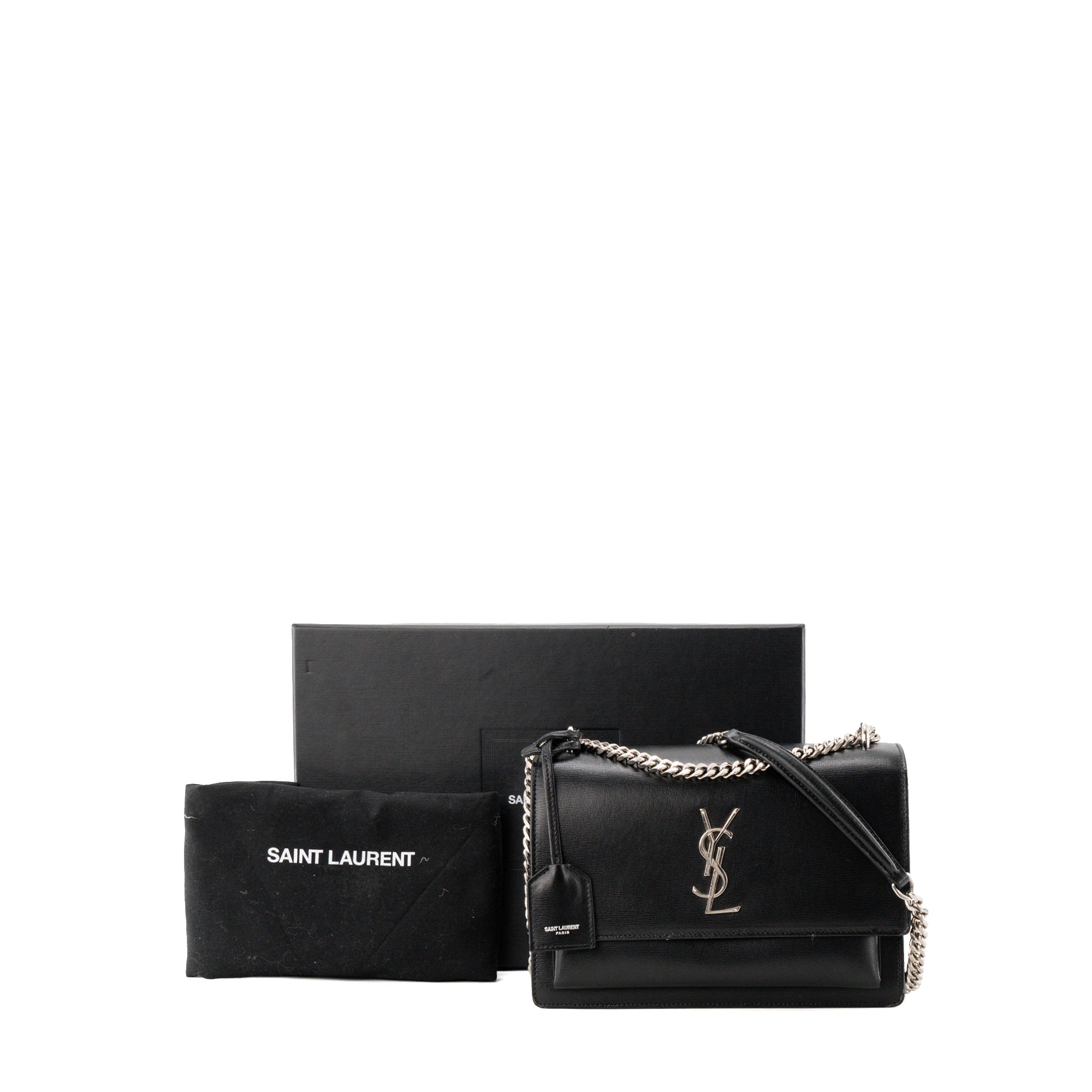 SAINT LAURENT - Sac à bandoulière Sunset Saint Laurent en cuir lisse noir