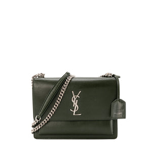 SAINT LAURENT - Sac à bandoulière Sunset Saint Laurent en cuir lisse vert