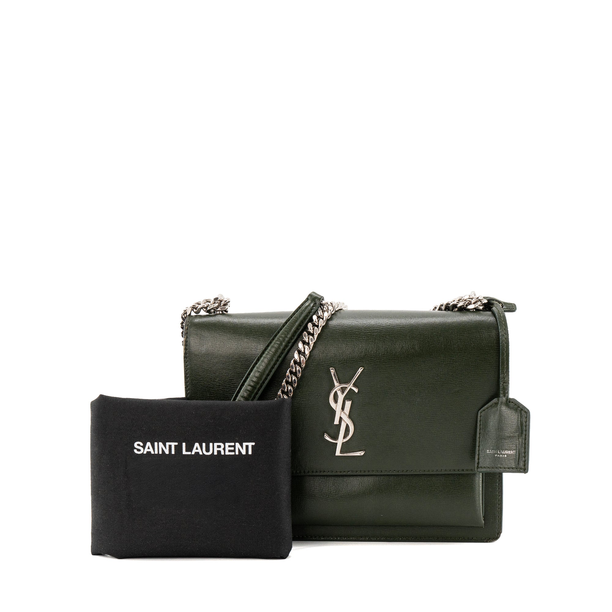 SAINT LAURENT - Sac à bandoulière Sunset Saint Laurent en cuir lisse vert