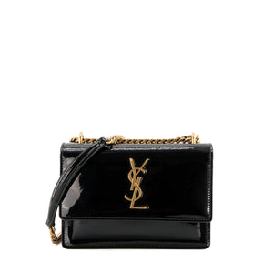 SAINT LAURENT - Sac à bandoulière Sunset Saint Laurent en cuir verni noir