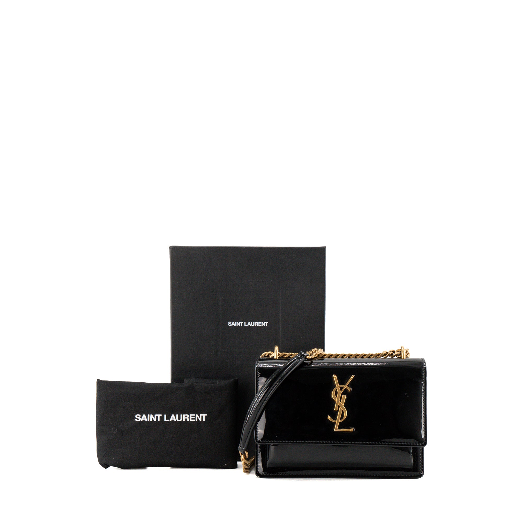 SAINT LAURENT - Sac à bandoulière Sunset Saint Laurent en cuir verni noir