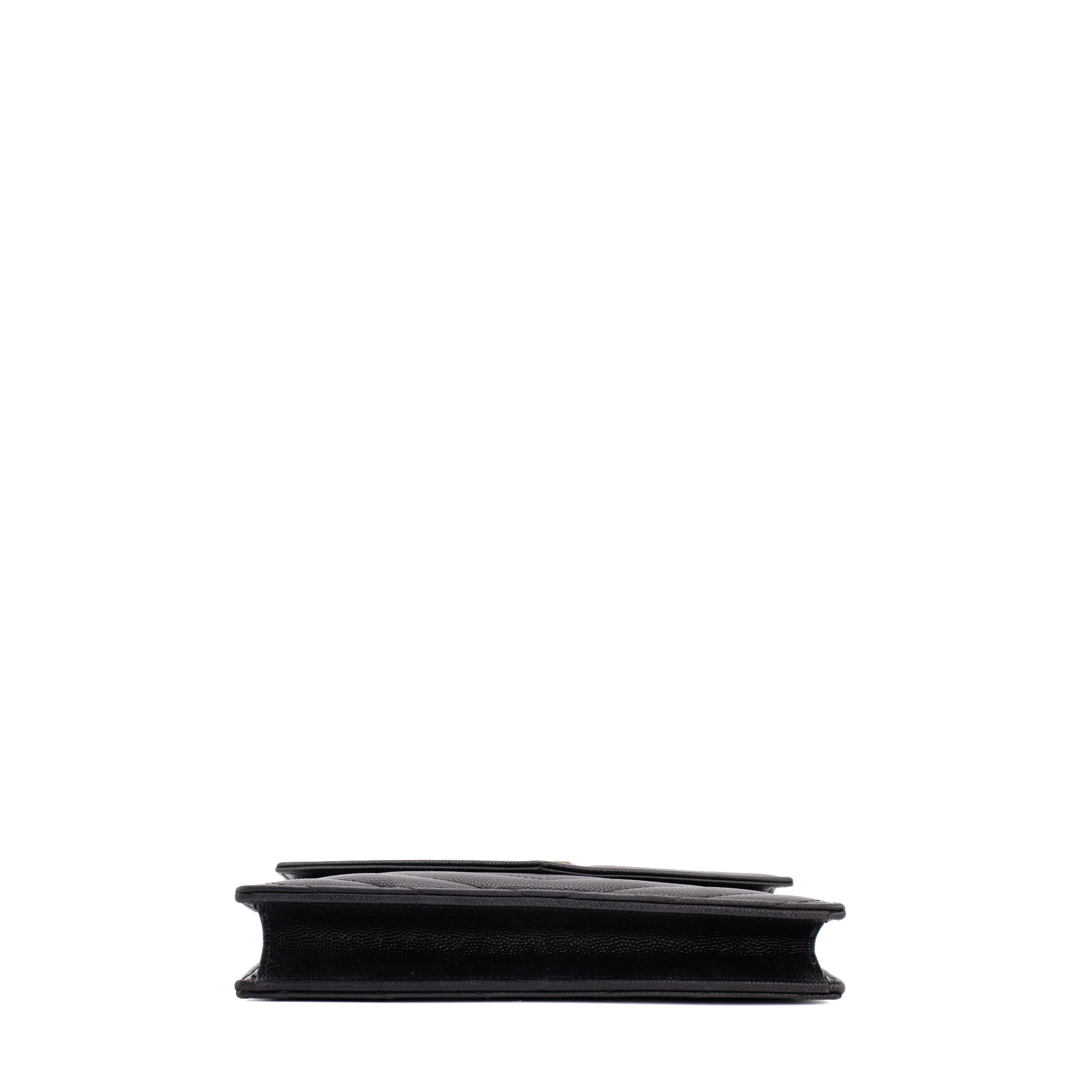 SAINT LAURENT - Sac à bandoulière Wallet On Chain Cassandre Saint Laurent en cuir grainé noir