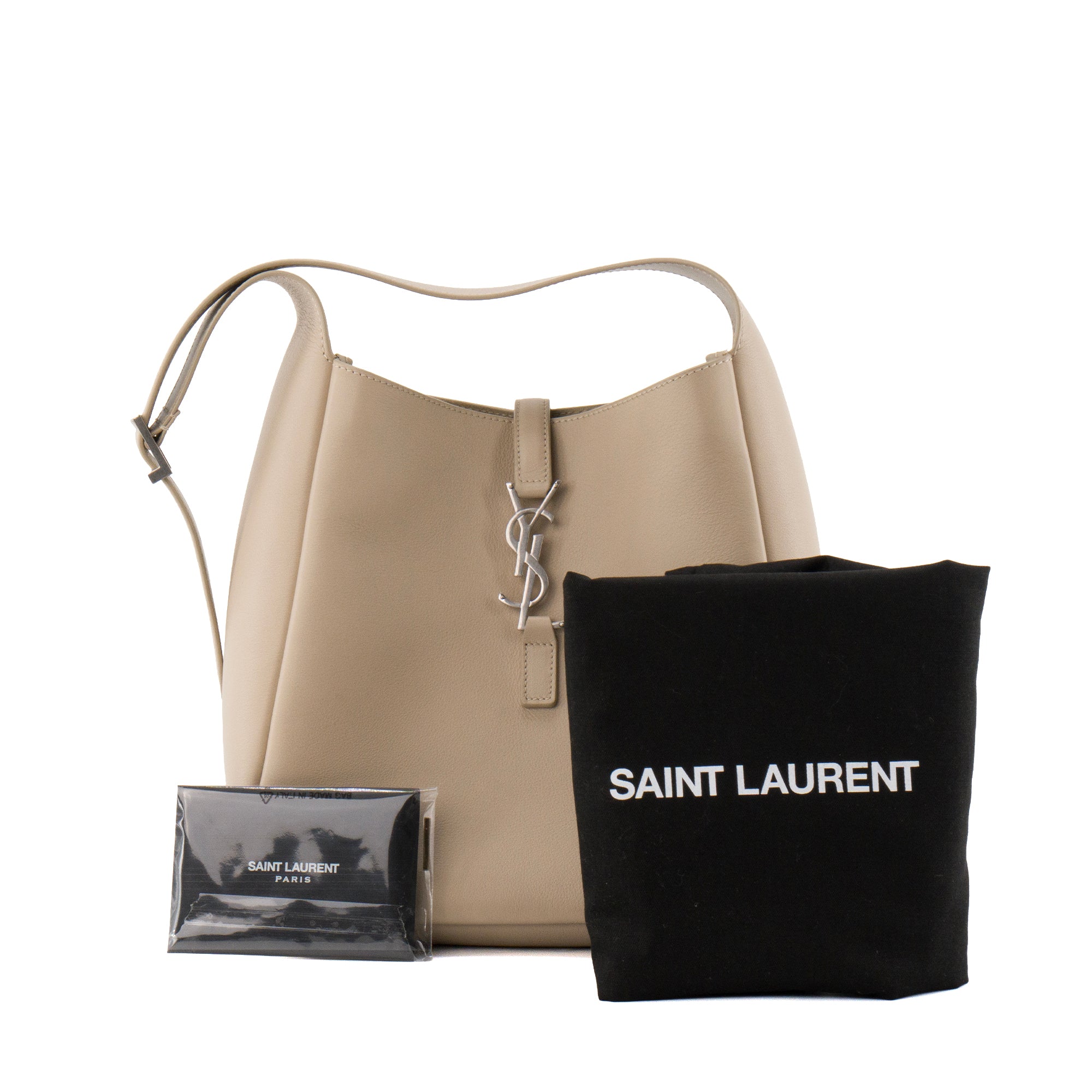 SAINT LAURENT - Sac à épaule 5 à 7 small souple Saint Laurent en cuir lisse beige