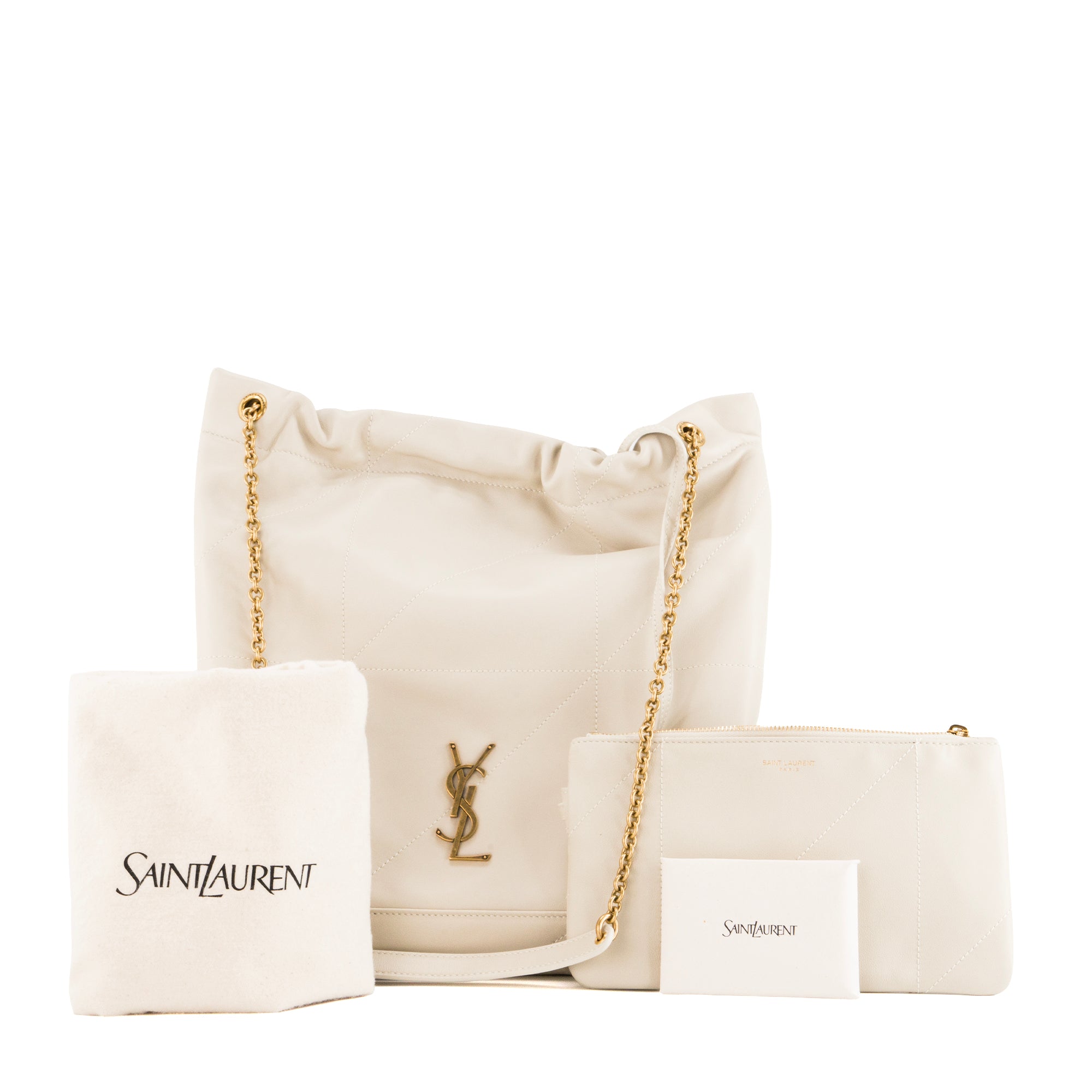 SAINT LAURENT - Sac à épaule Jamie Pochon Saint Laurent en cuir lisse beige