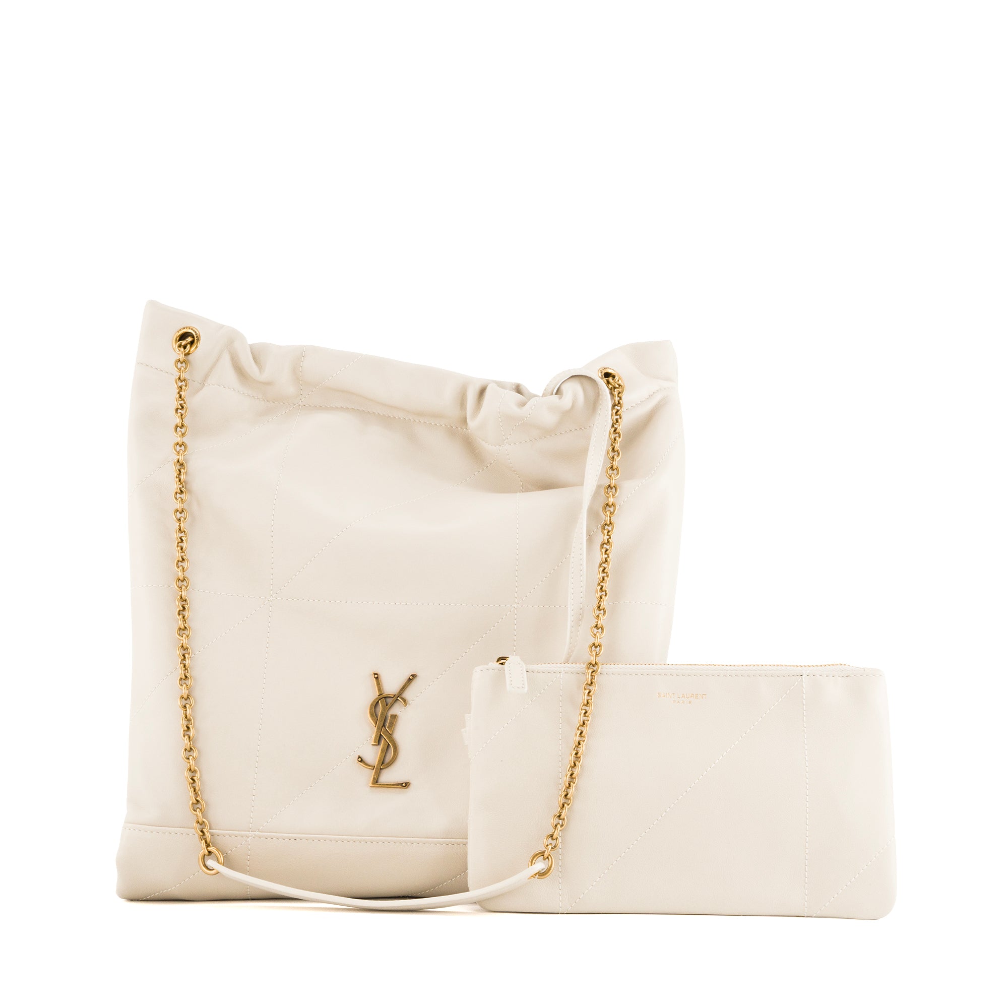 SAINT LAURENT - Sac à épaule Jamie Pochon Saint Laurent en cuir lisse beige