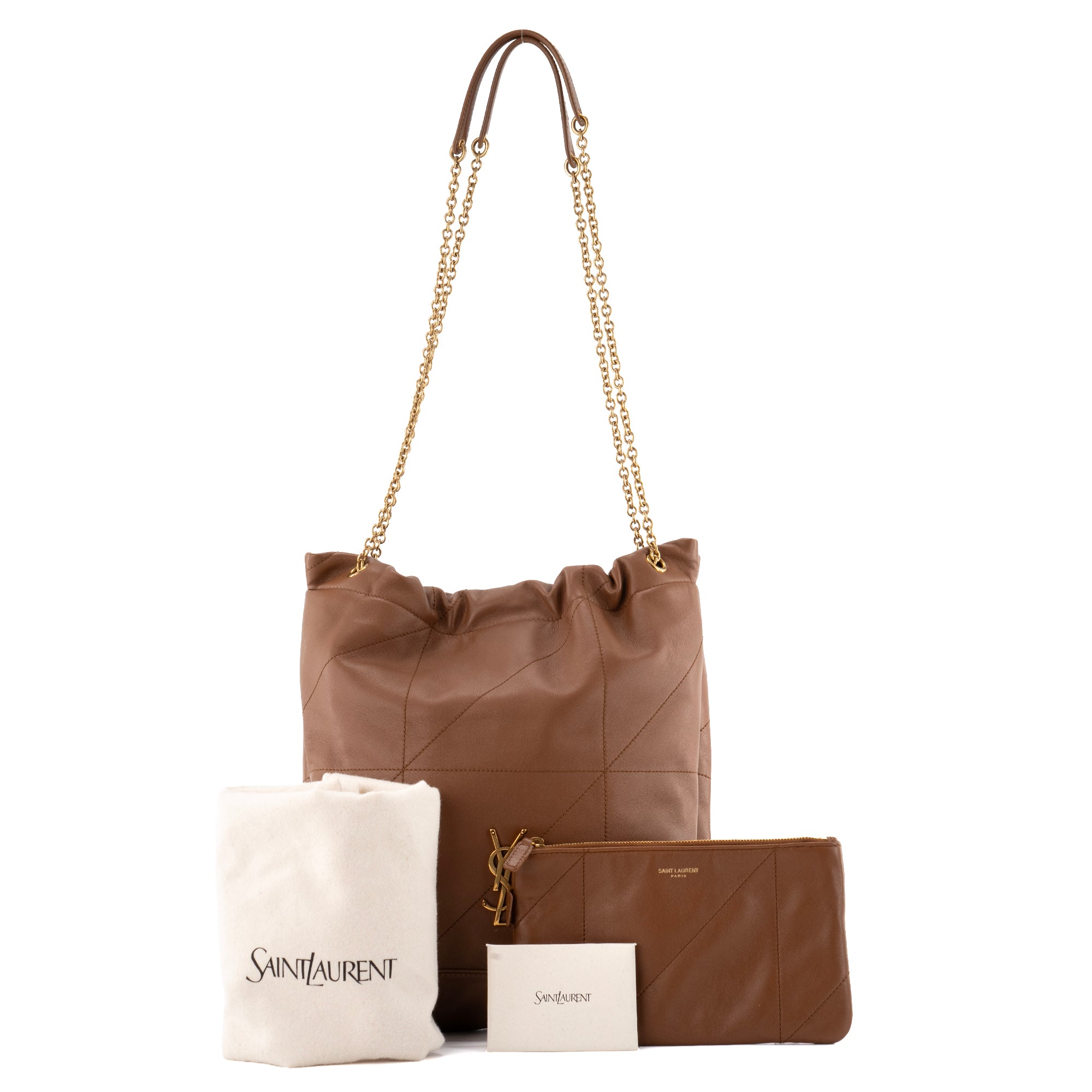 SAINT LAURENT - Sac à épaule Jamie Pochon Saint Laurent en cuir marron