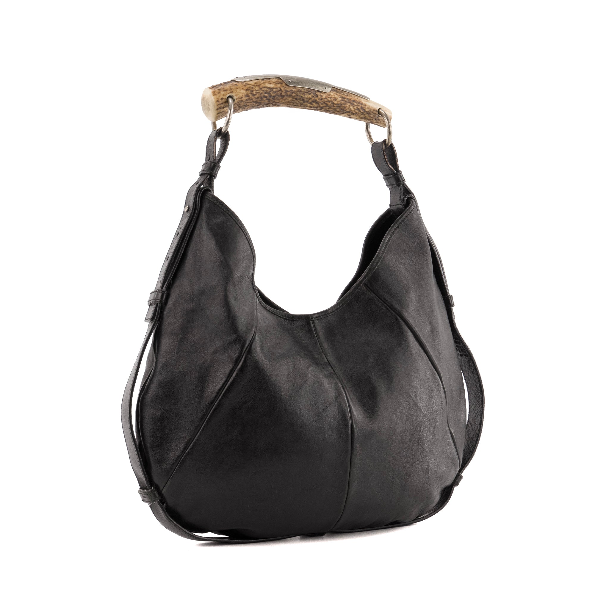 SAINT LAURENT - Sac à épaule Mombassa Saint Laurent en cuir noir vintage