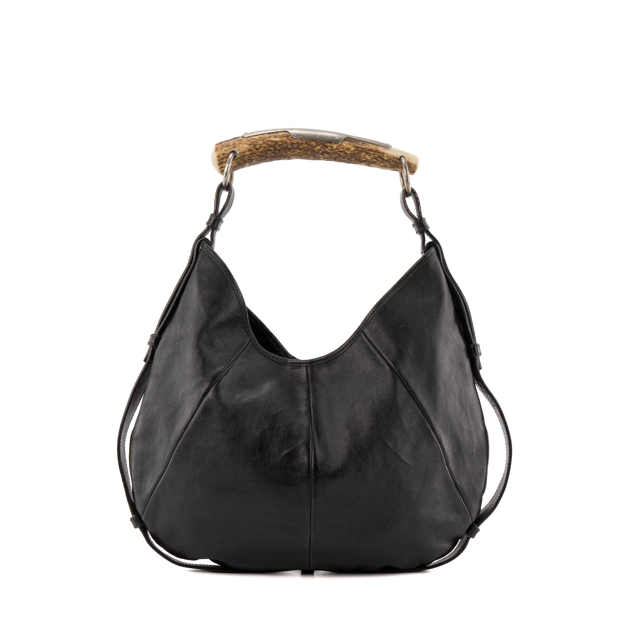 SAINT LAURENT - Sac à épaule Mombassa Saint Laurent en cuir noir vintage