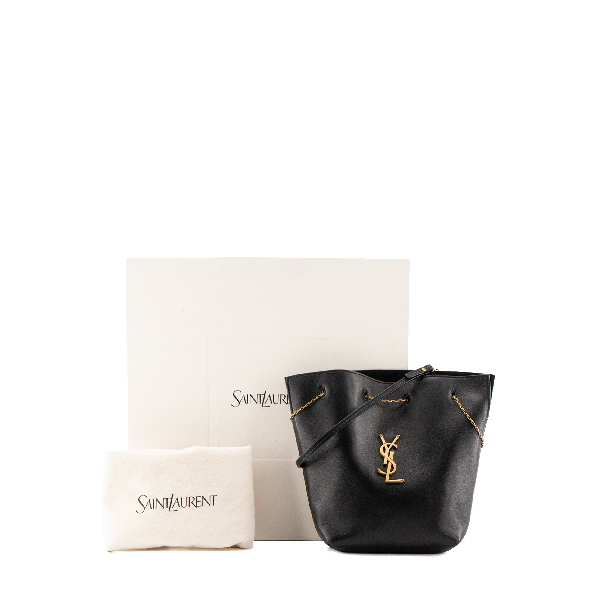 SAINT LAURENT - Sac à épaule Pochon Saint Laurent en cuir lisse noir