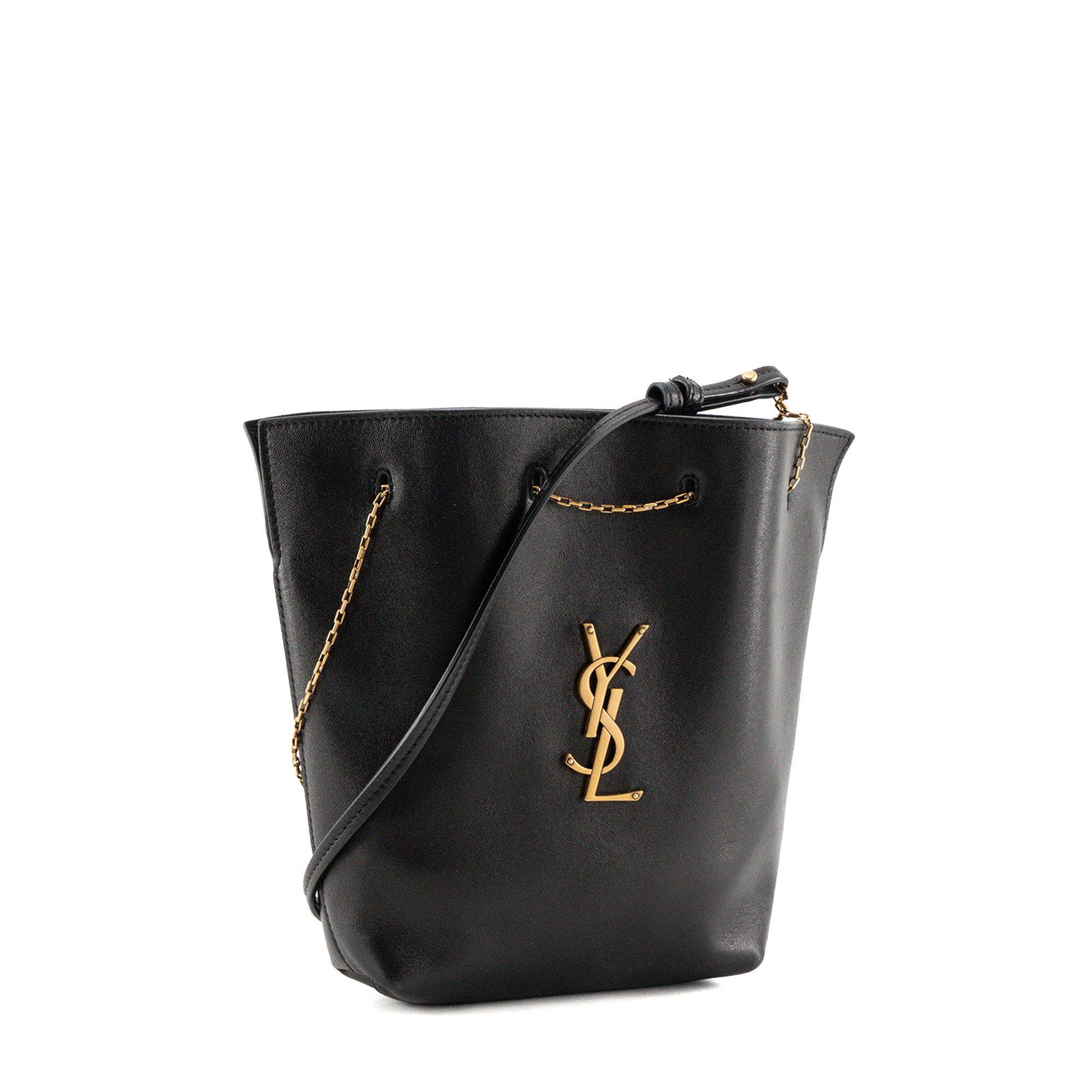 SAINT LAURENT - Sac à épaule Pochon Saint Laurent en cuir lisse noir