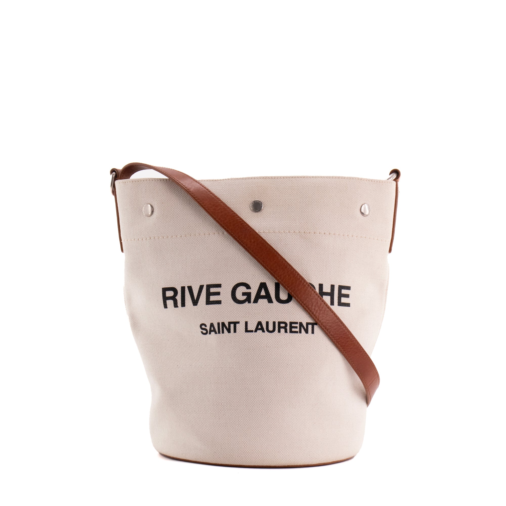 SAINT LAURENT - Sac à épaule Seau Rive Gauche Saint Laurent en toile beige