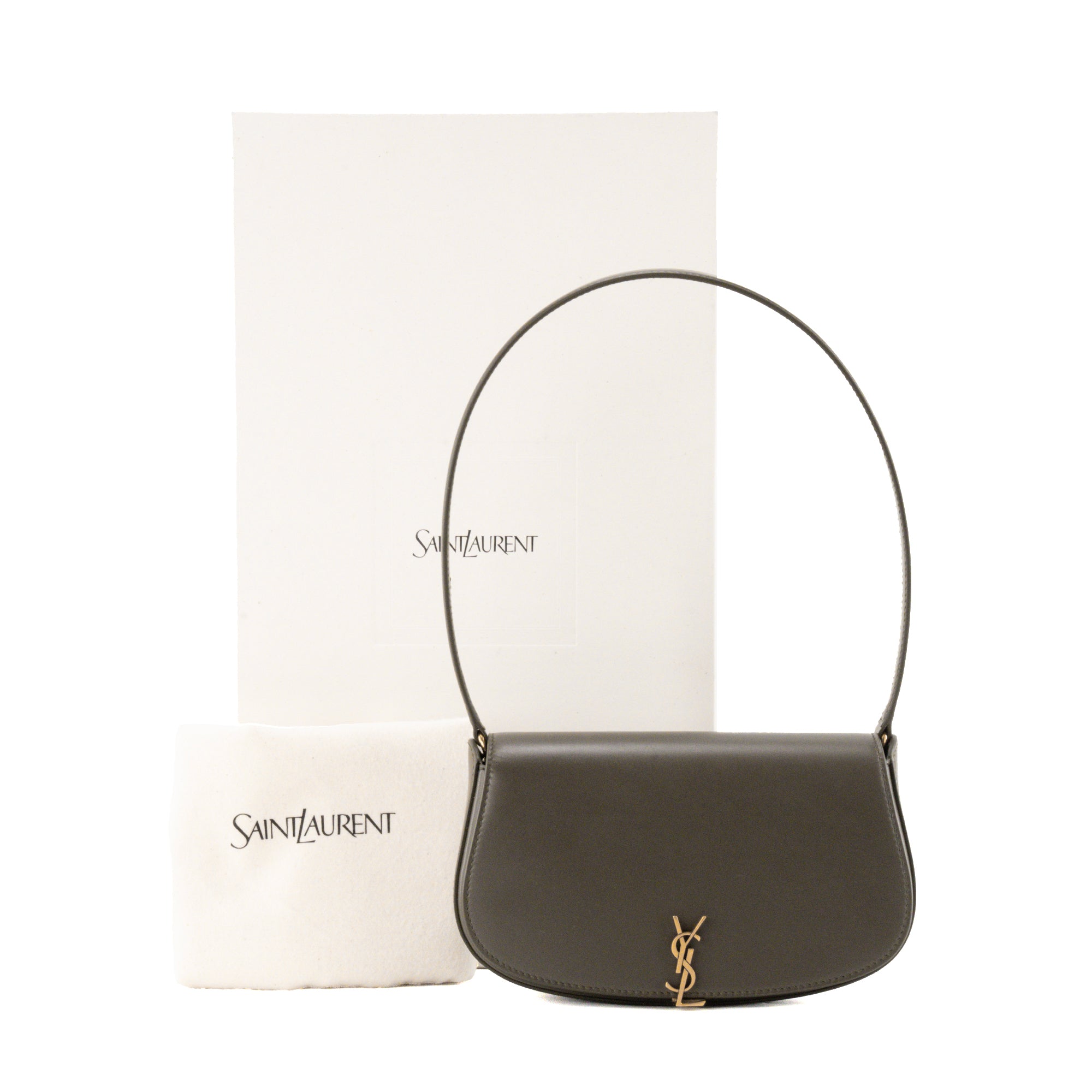 SAINT LAURENT - Sac à épaule Voltaire Saint Laurent en cuir gris taupe
