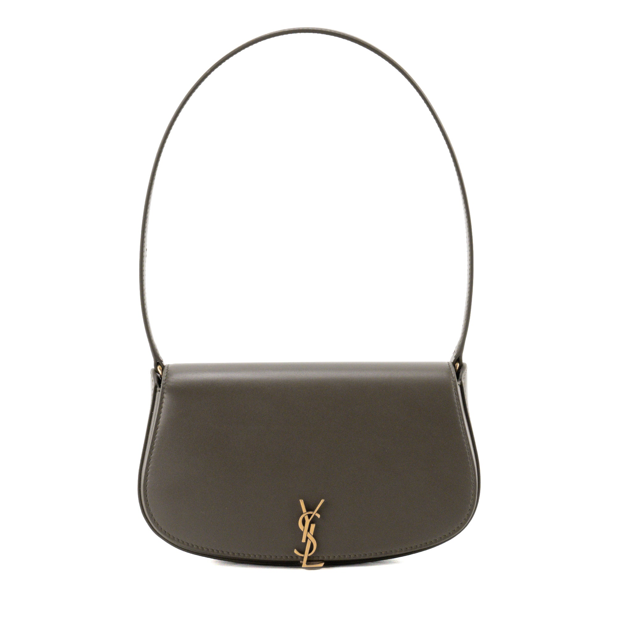 SAINT LAURENT - Sac à épaule Voltaire Saint Laurent en cuir gris taupe