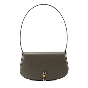 SAINT LAURENT - Sac à épaule Voltaire Saint Laurent en cuir gris taupe