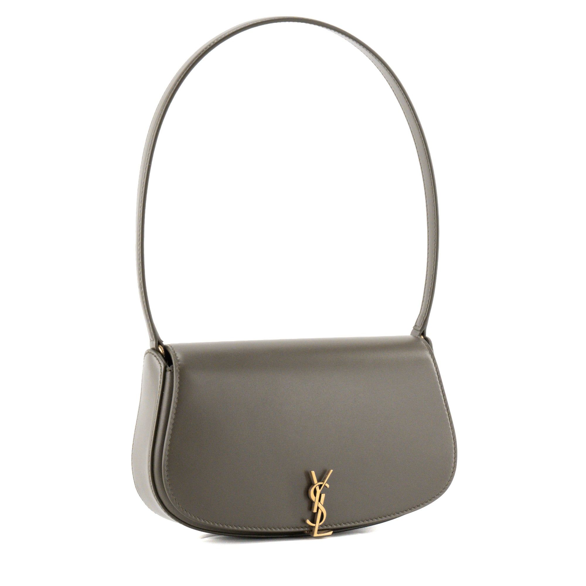 SAINT LAURENT - Sac à épaule Voltaire Saint Laurent en cuir gris taupe