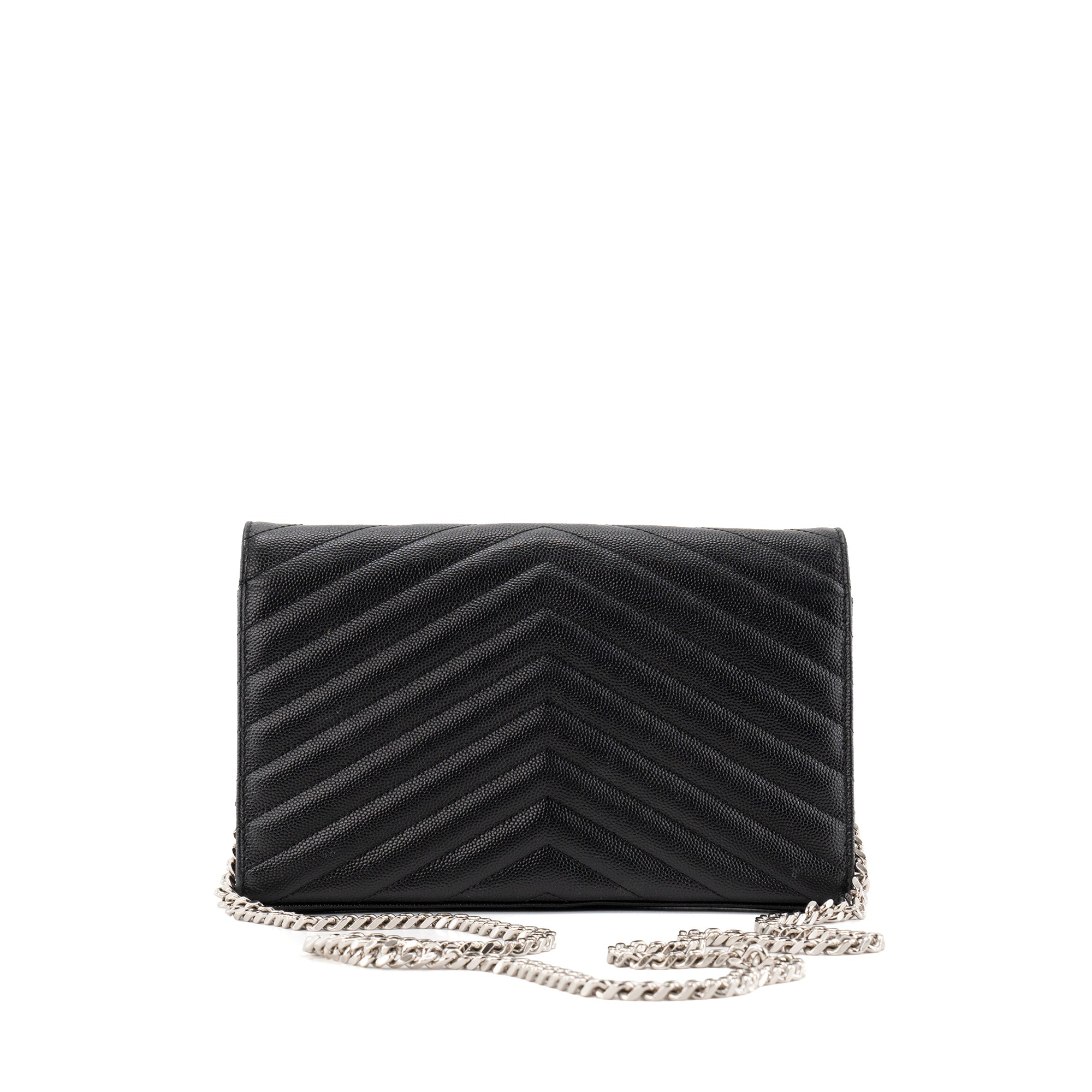 SAINT LAURENT - Sac à bandoulière Cassandre Saint Laurent en cuir grainé noir