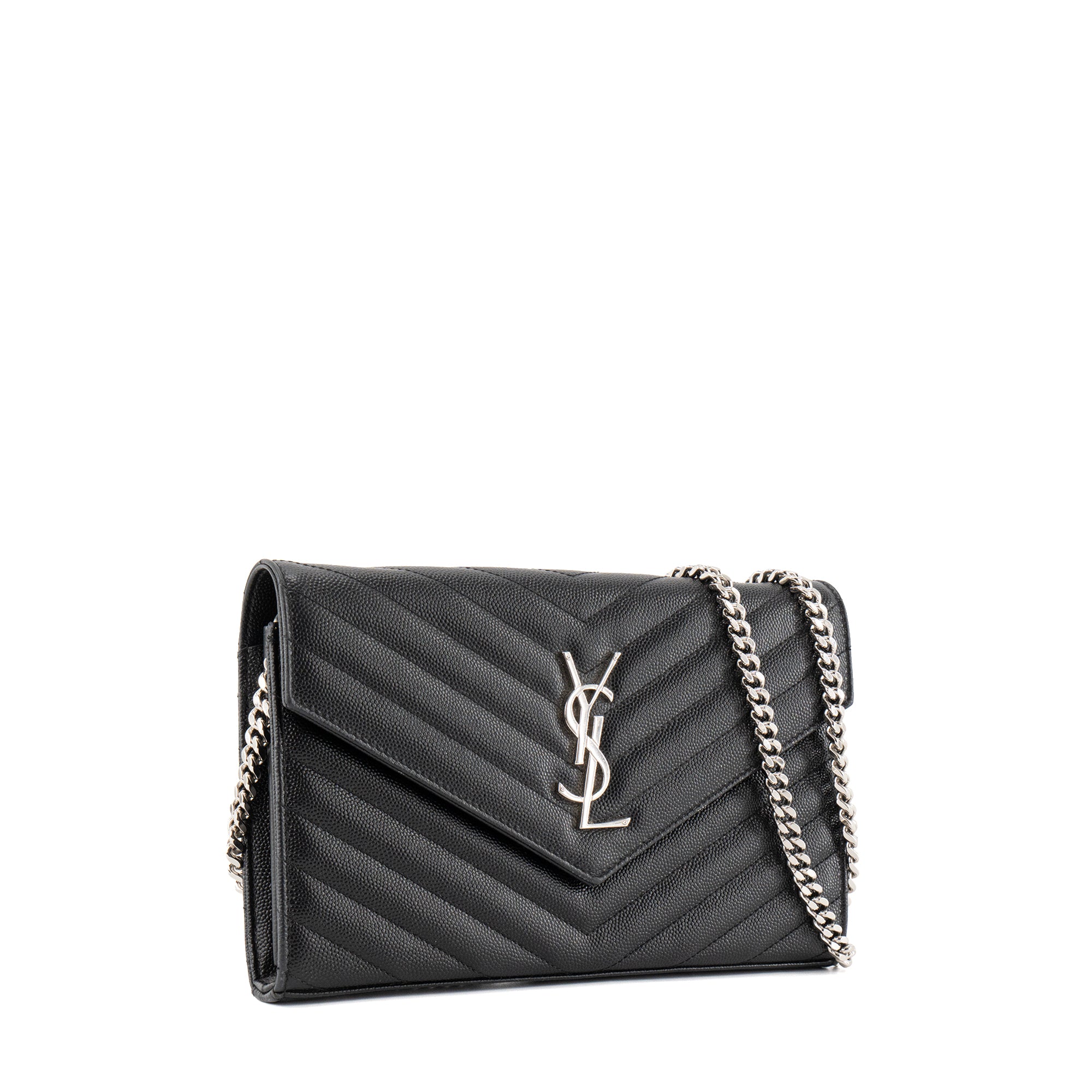 SAINT LAURENT - Sac à bandoulière Cassandre Saint Laurent en cuir grainé noir