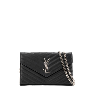SAINT LAURENT - Sac à bandoulière Cassandre Saint Laurent en cuir grainé noir