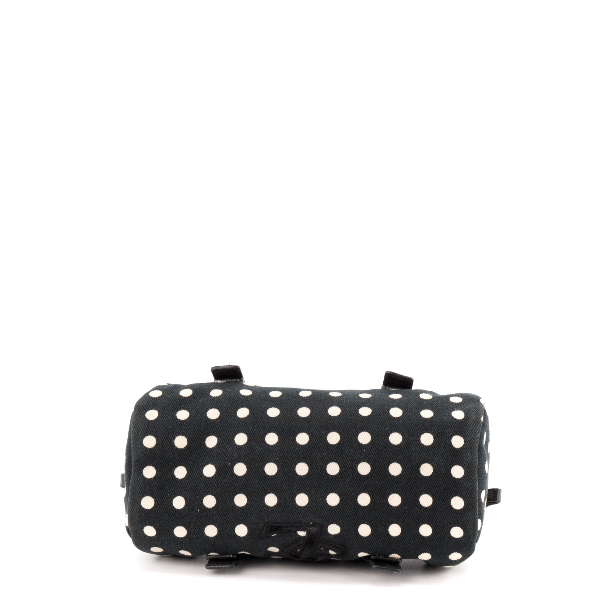 SAINT LAURENT - Sac à main Saint Laurent en toile noire et blanche vintage