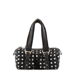 SAINT LAURENT - Sac à main Saint Laurent en toile noire et blanche vintage