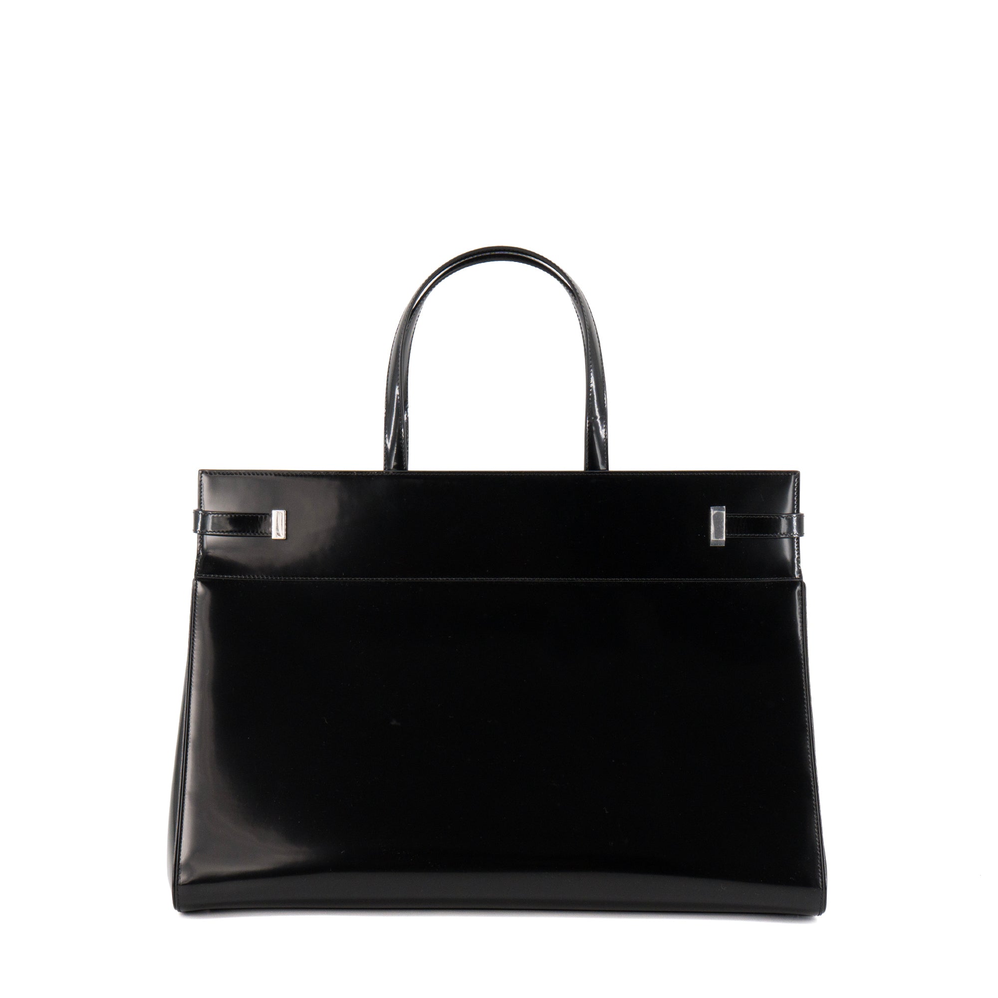 SAINT LAURENT - Sac Cabas Manhattan GM Saint Laurent en cuir glacé noir