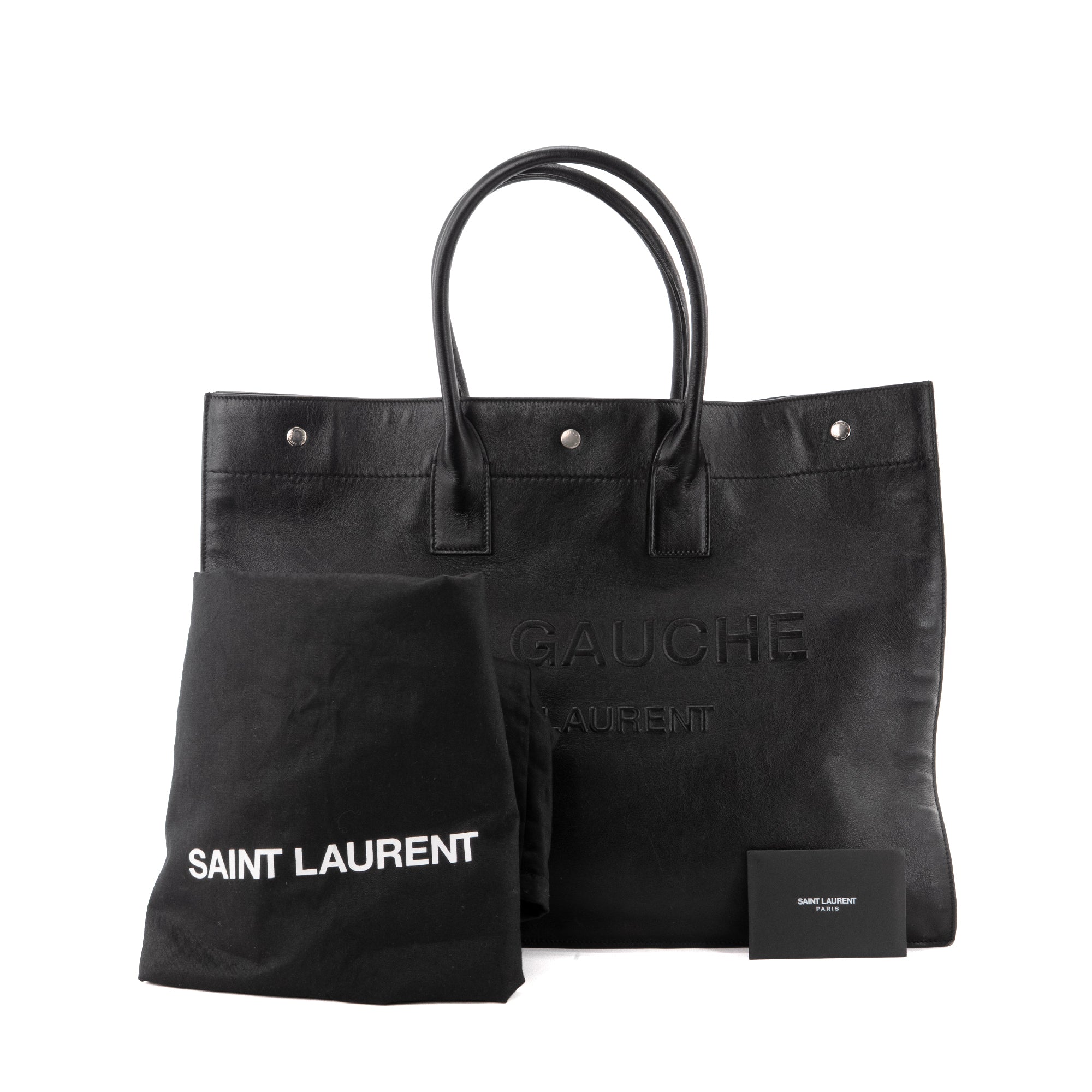 SAINT LAURENT - Sac Cabas Rive Gauche GM Saint Laurent en cuir grainé noir