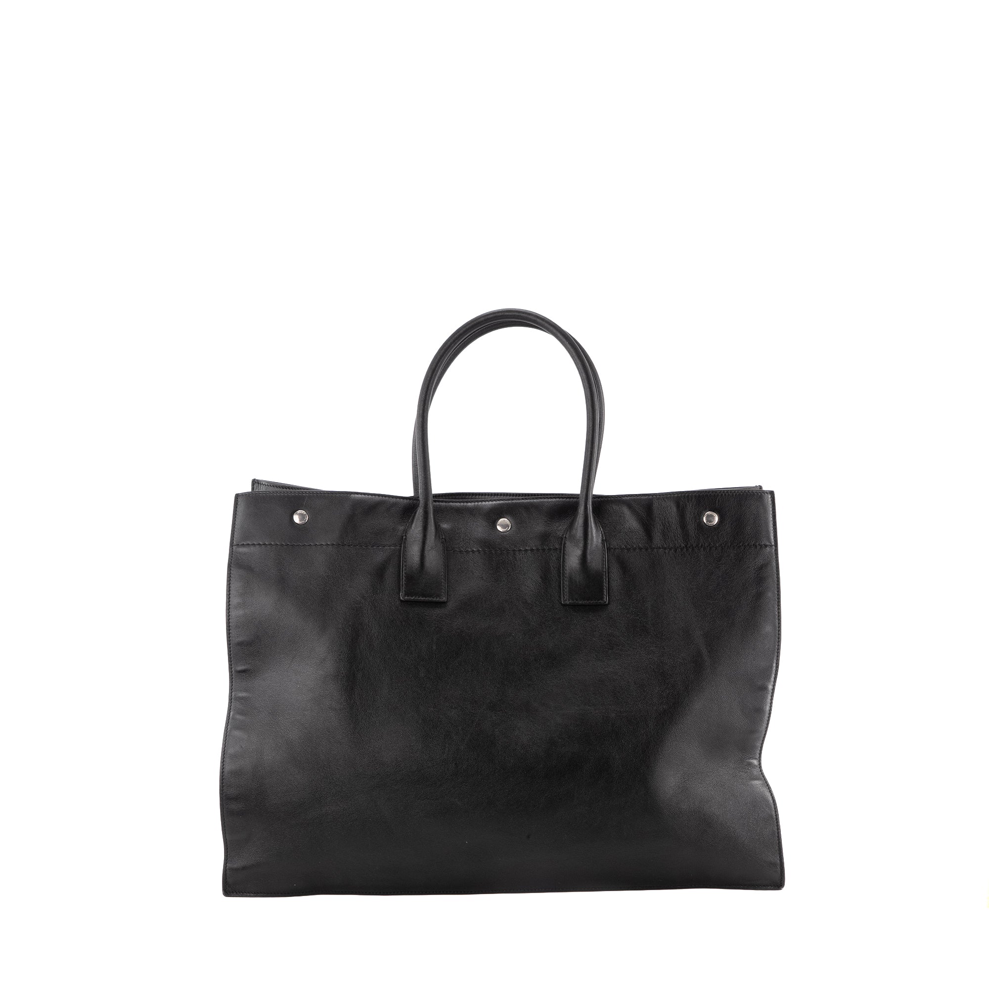SAINT LAURENT - Sac Cabas Rive Gauche GM Saint Laurent en cuir grainé noir