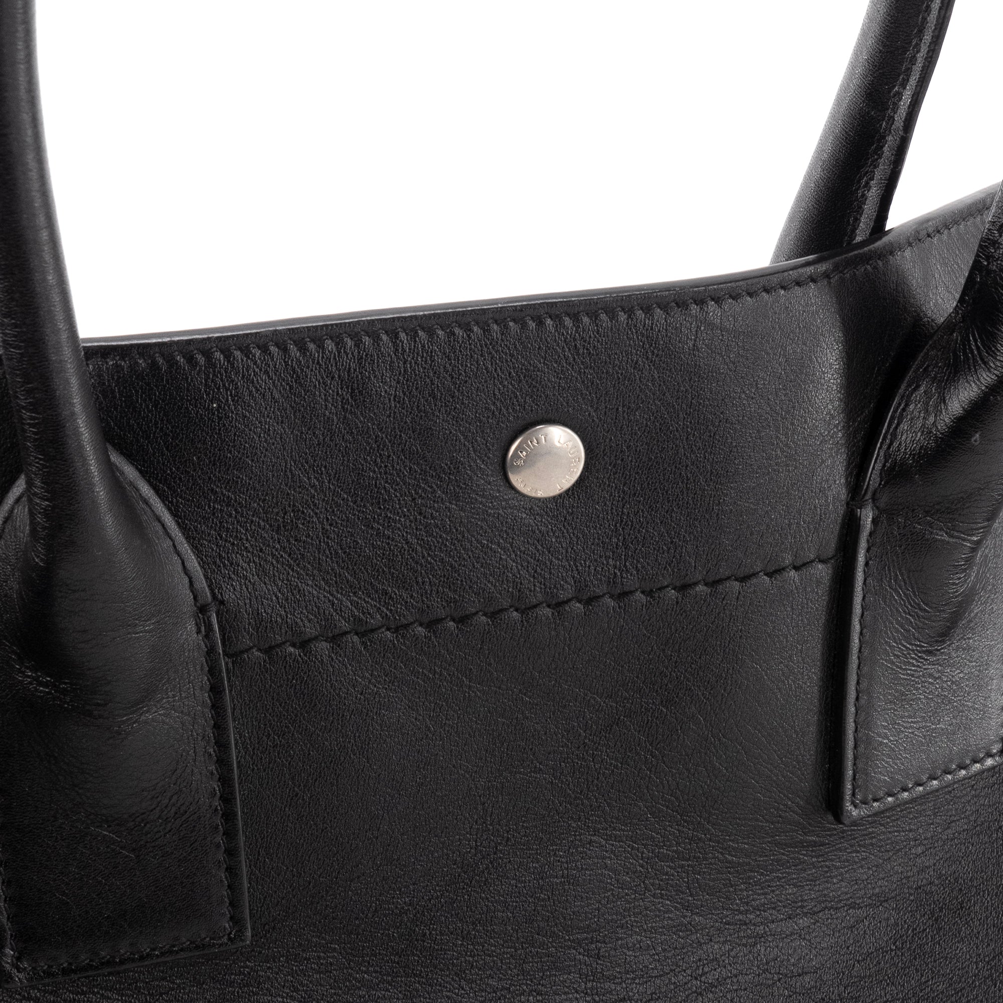 SAINT LAURENT - Sac Cabas Rive Gauche GM Saint Laurent en cuir grainé noir