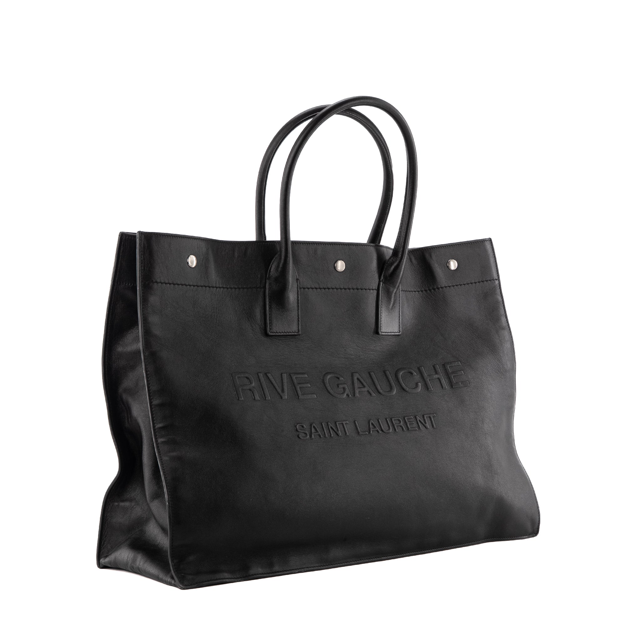 SAINT LAURENT - Sac Cabas Rive Gauche GM Saint Laurent en cuir grainé noir