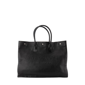 SAINT LAURENT - Sac Cabas Rive Gauche GM Saint Laurent en cuir grainé noir